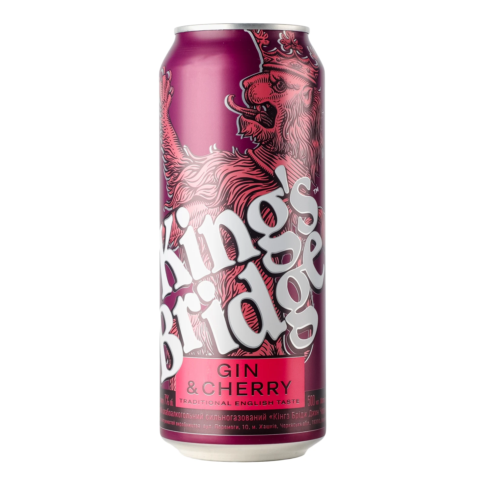 Напій слабоалкогольний King's Bridge сильногазований Gin&Cherry 7% 0.5л
