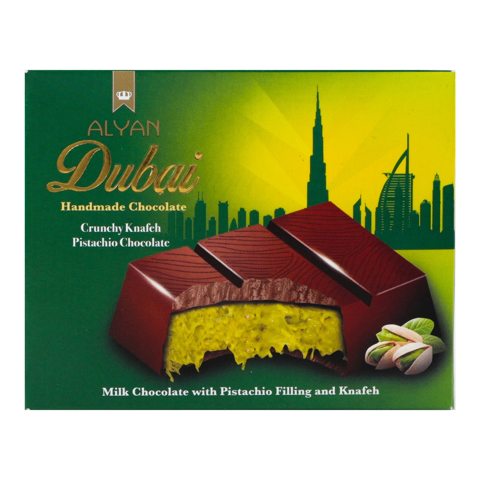 Шоколад Alyan Dubai з фісташковою пастою 100г Фото №:1