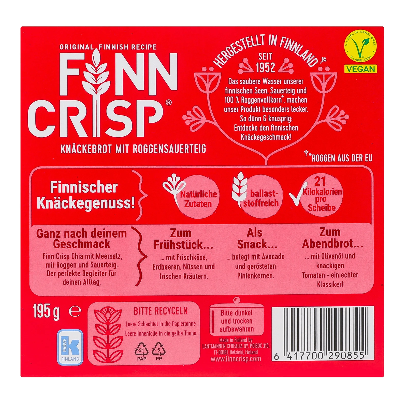 Хлібці Finn Crisp тонкі цільнозернові хрусткі, запечені з чіа та морською сіллю 195г Фото №:2