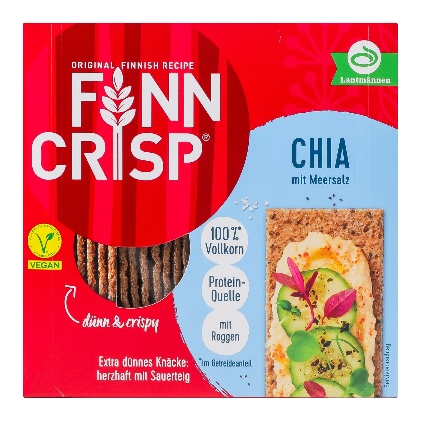 Сухарики Finn Crisp тонкі цільнозернові хрусткі, запечені з чіа та морською сіллю 195г
