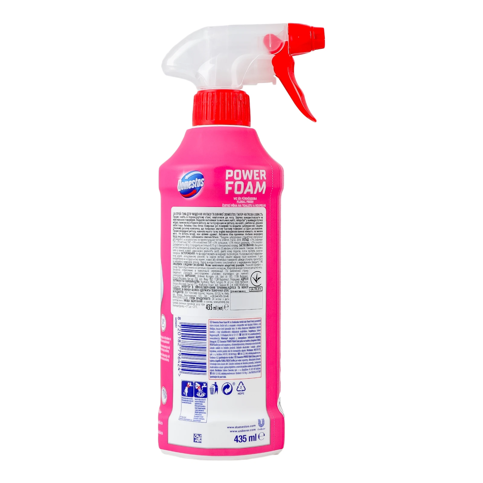 Засіб для чищення Domestos Power foam для унітазу та ванної Квіткова свіжість спрей-піна 435мл Фото №:2