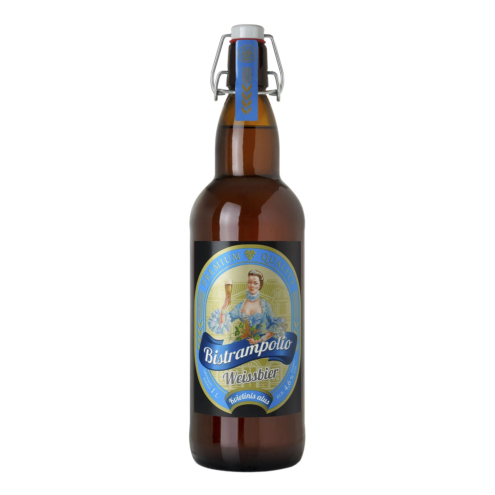 Пиво Aukstaitijos bravorai Bistrampolio Weissbier світле пшеничне нефільтроване пастеризоване 4.6% 1л Фото навігації №:1