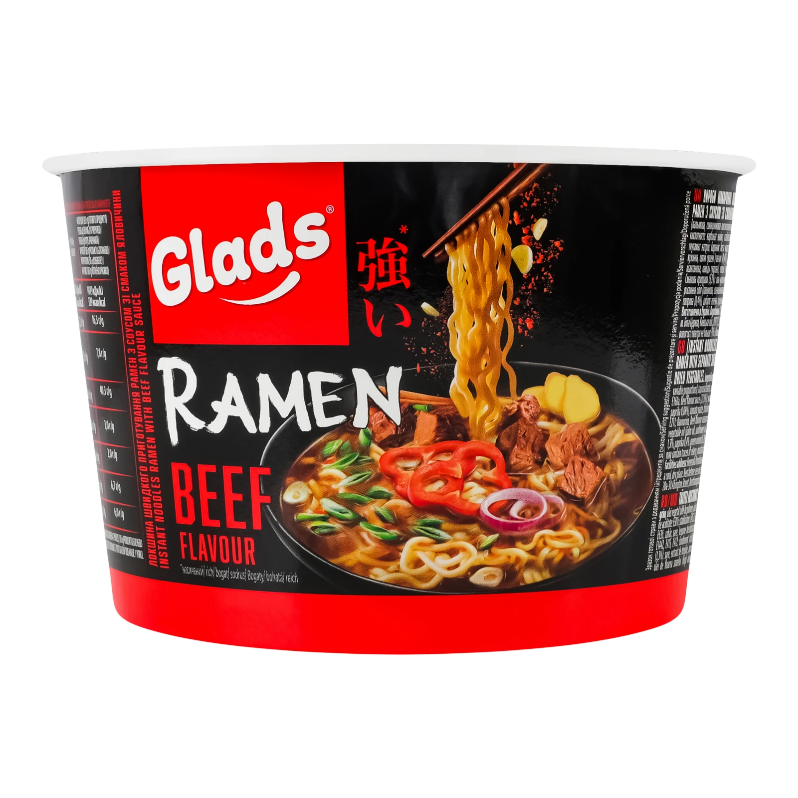 Локшина Glads швидкого приготування Рамен з соусом зі смаком Яловичини 105г Фото №:1
