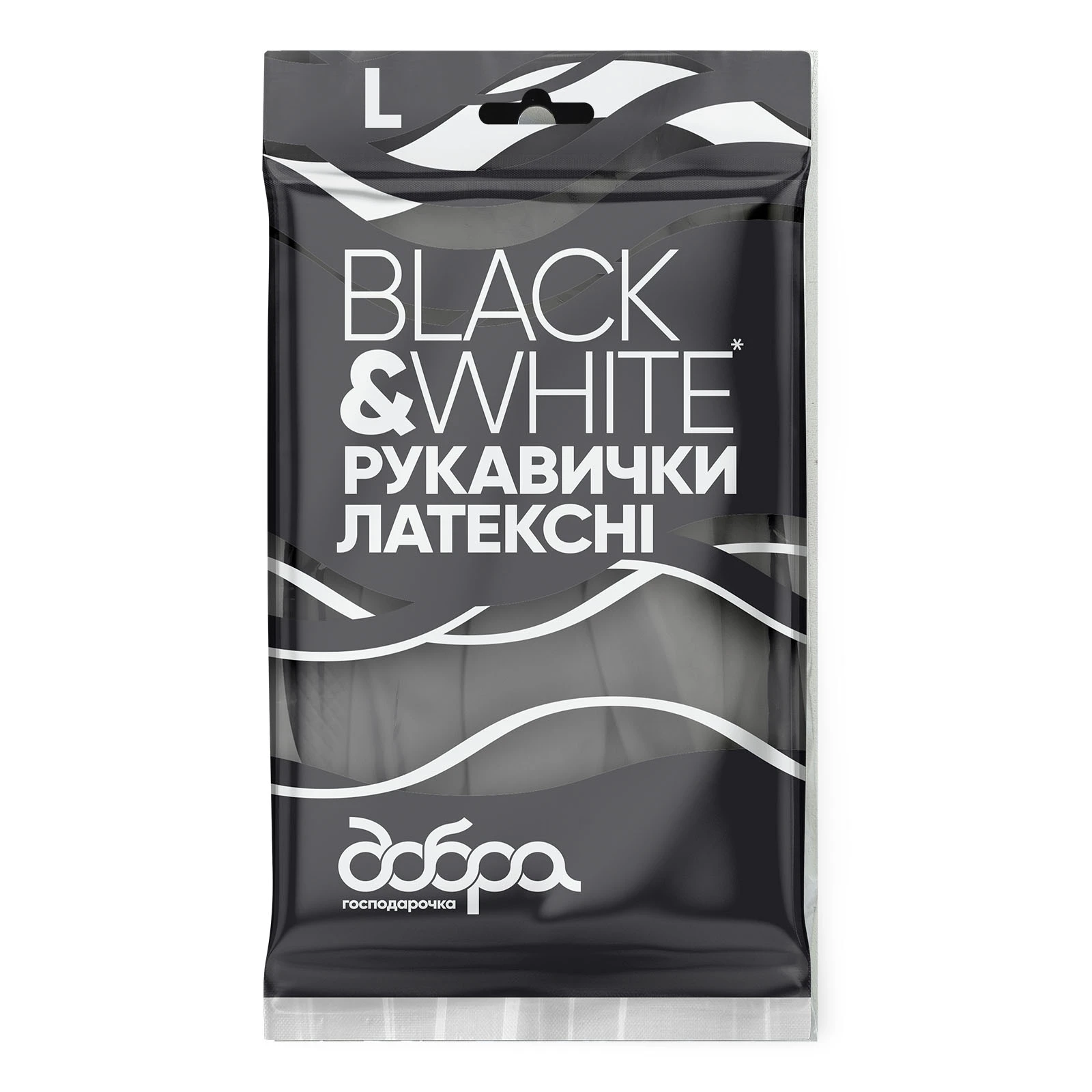 Рукавички Добра господарочка Black&White латексні розмір L 1пара Новинка Фото №:1