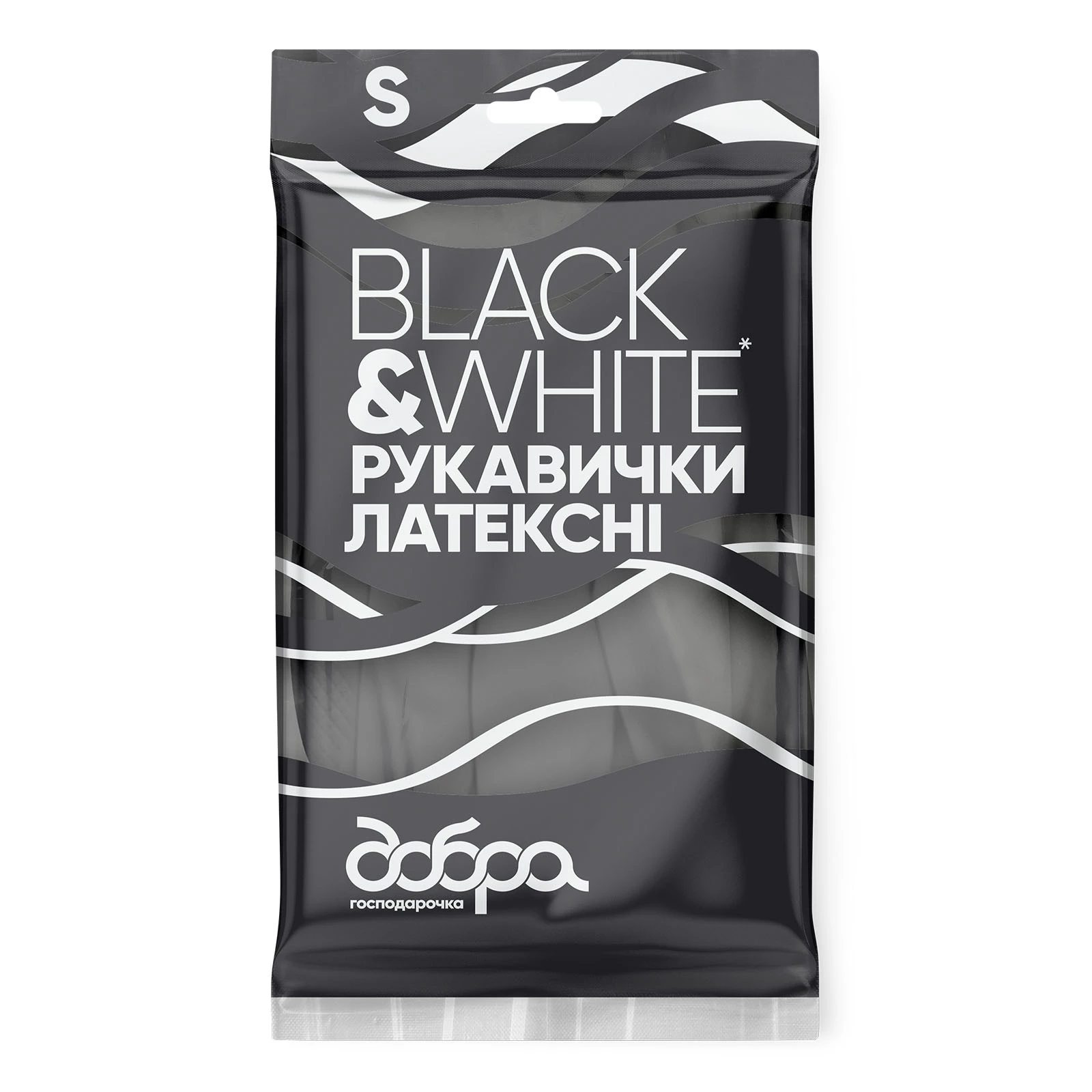 Рукавички Добра господарочка Black&White латексні розмір S 1пара