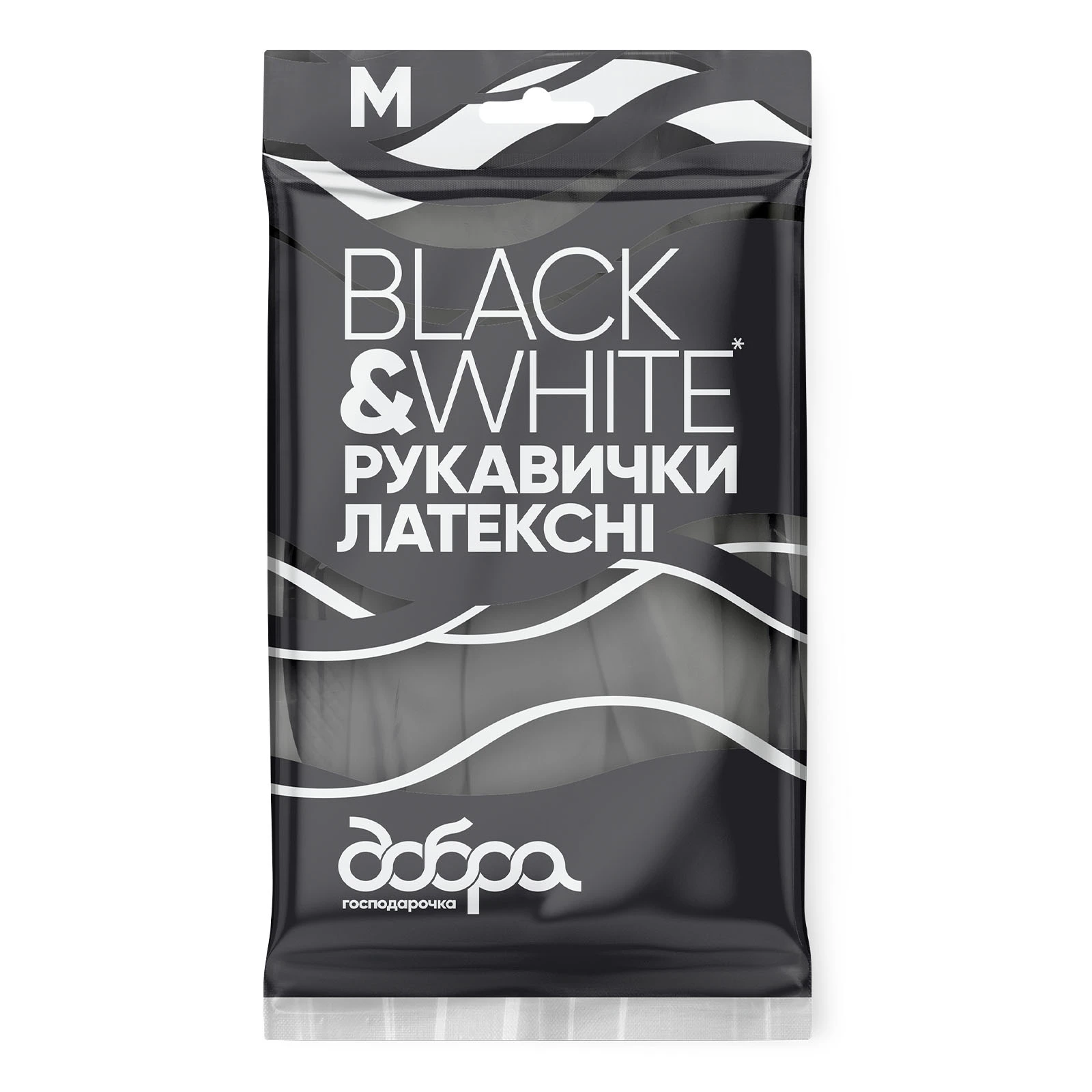 Рукавички Добра господарочка Black&White латексні розмір М 1пара Новинка Фото №:1