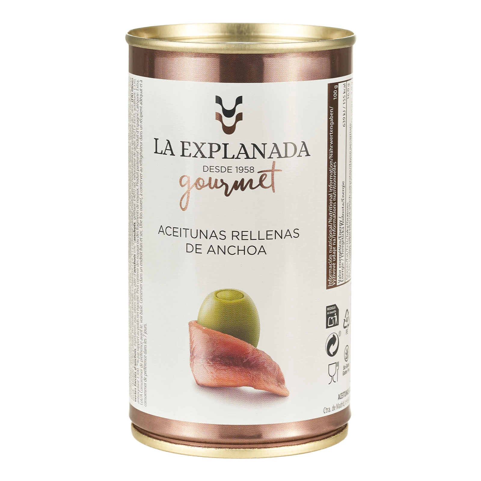 Оливки La Explanada Gourmet зелені з анчоусами 350г Фото №:1