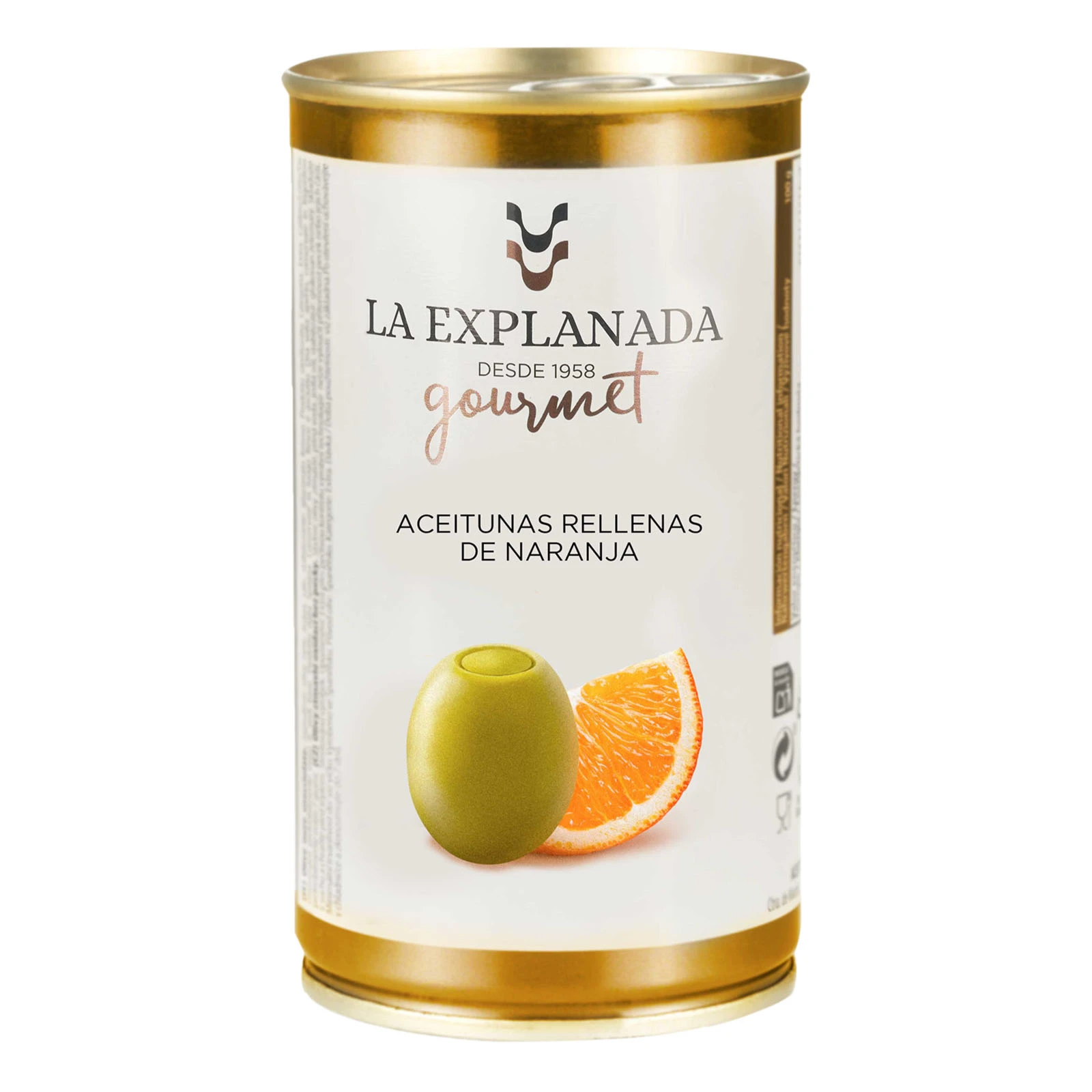 Оливки La Explanada Gourmet зелені з апельсином 350г Фото навігації №:1