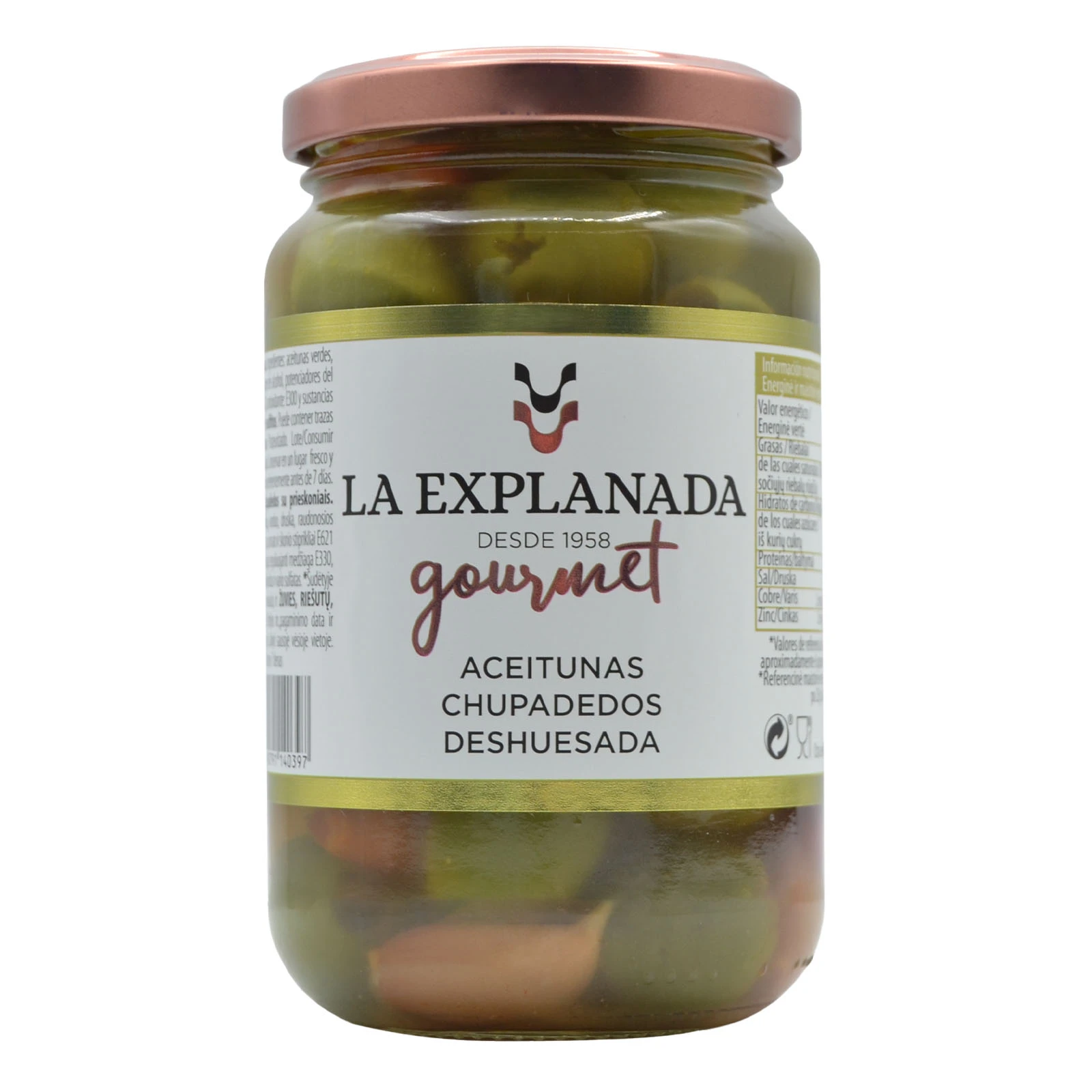 Оливки La Explanada Gourmet Chupadedos зелені без кісточок 340г Фото навігації №:1