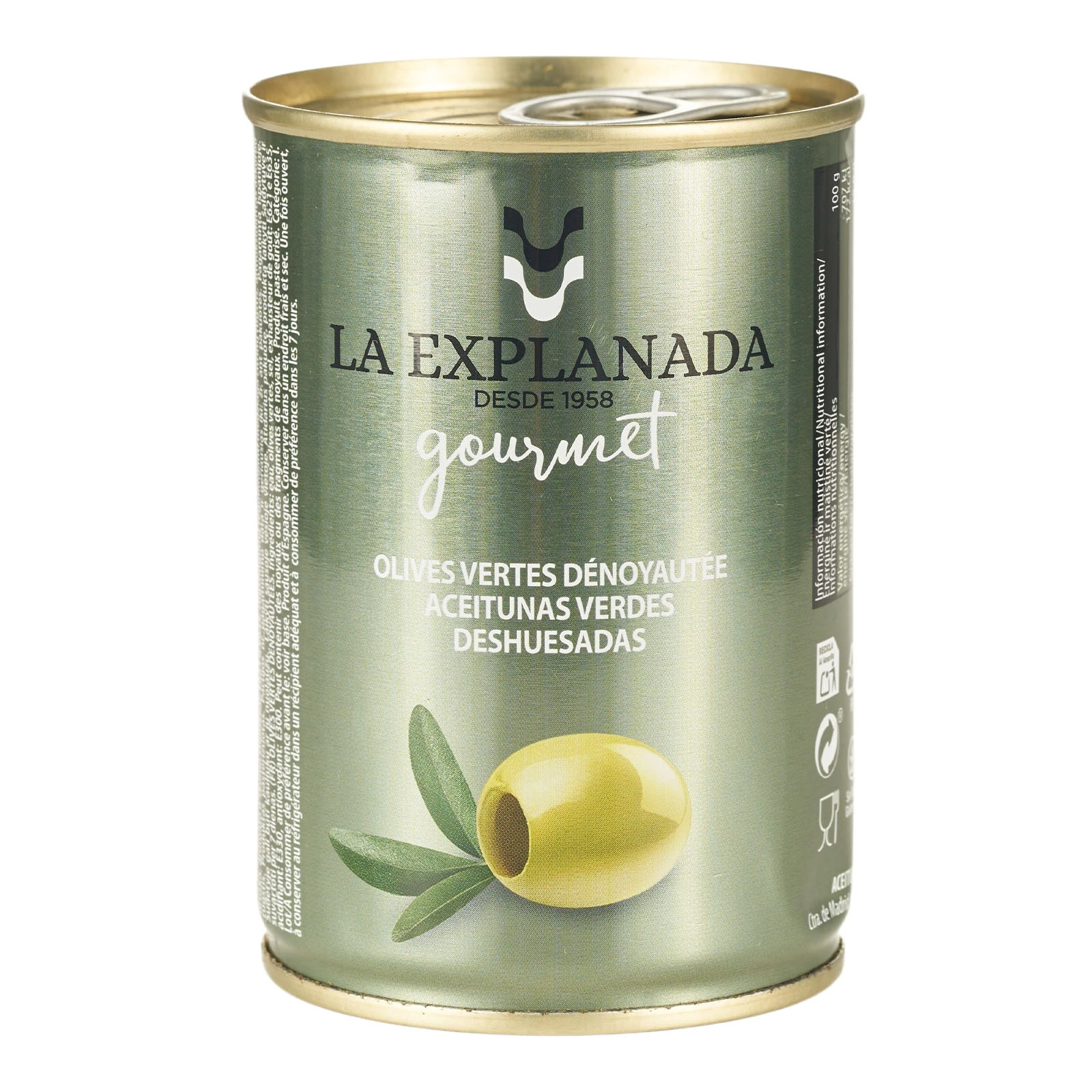 Оливки La Explanada Gourmet зелені без кісточок 280г Фото №:1