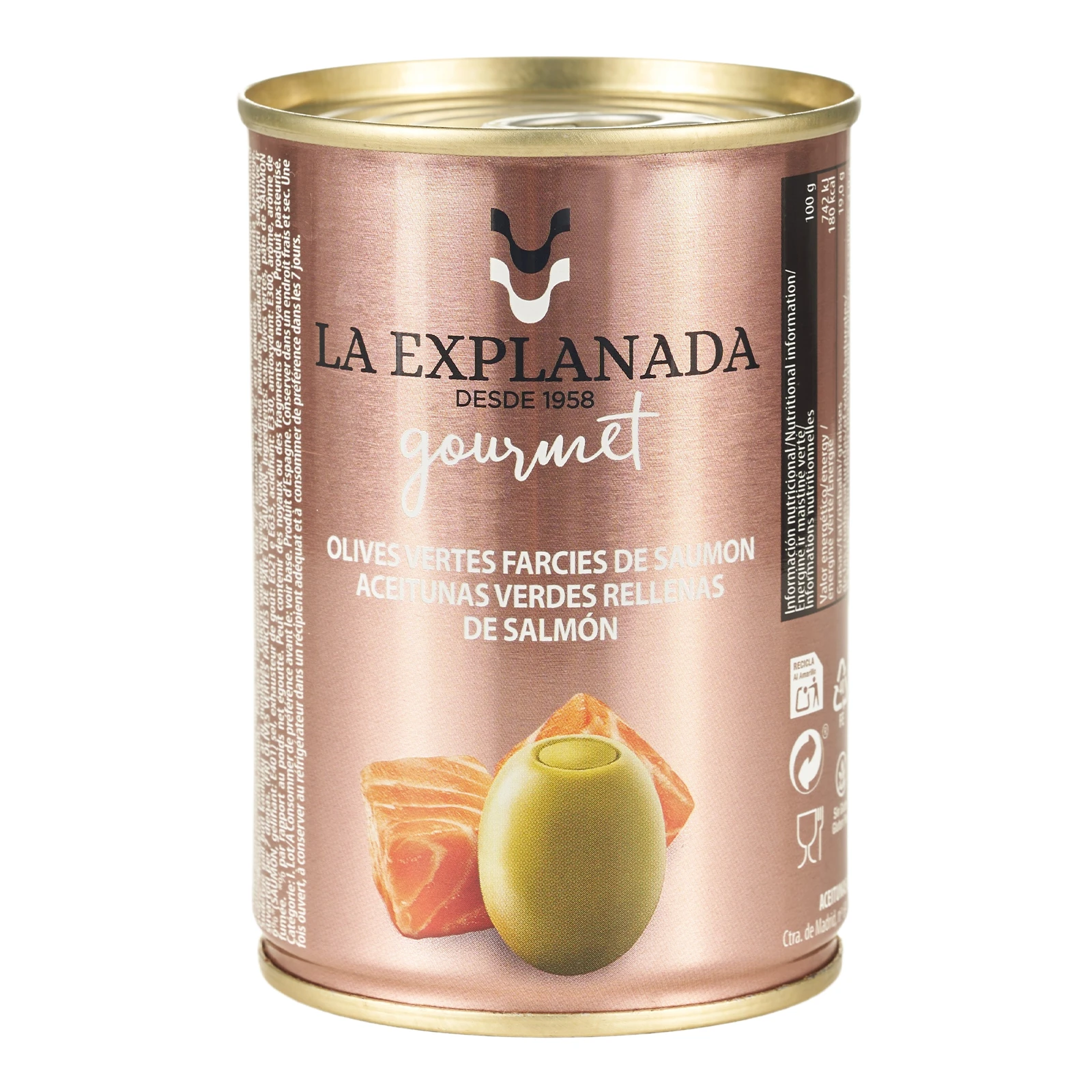 Оливки La Explanada Gourmet зелені з лососем 280г