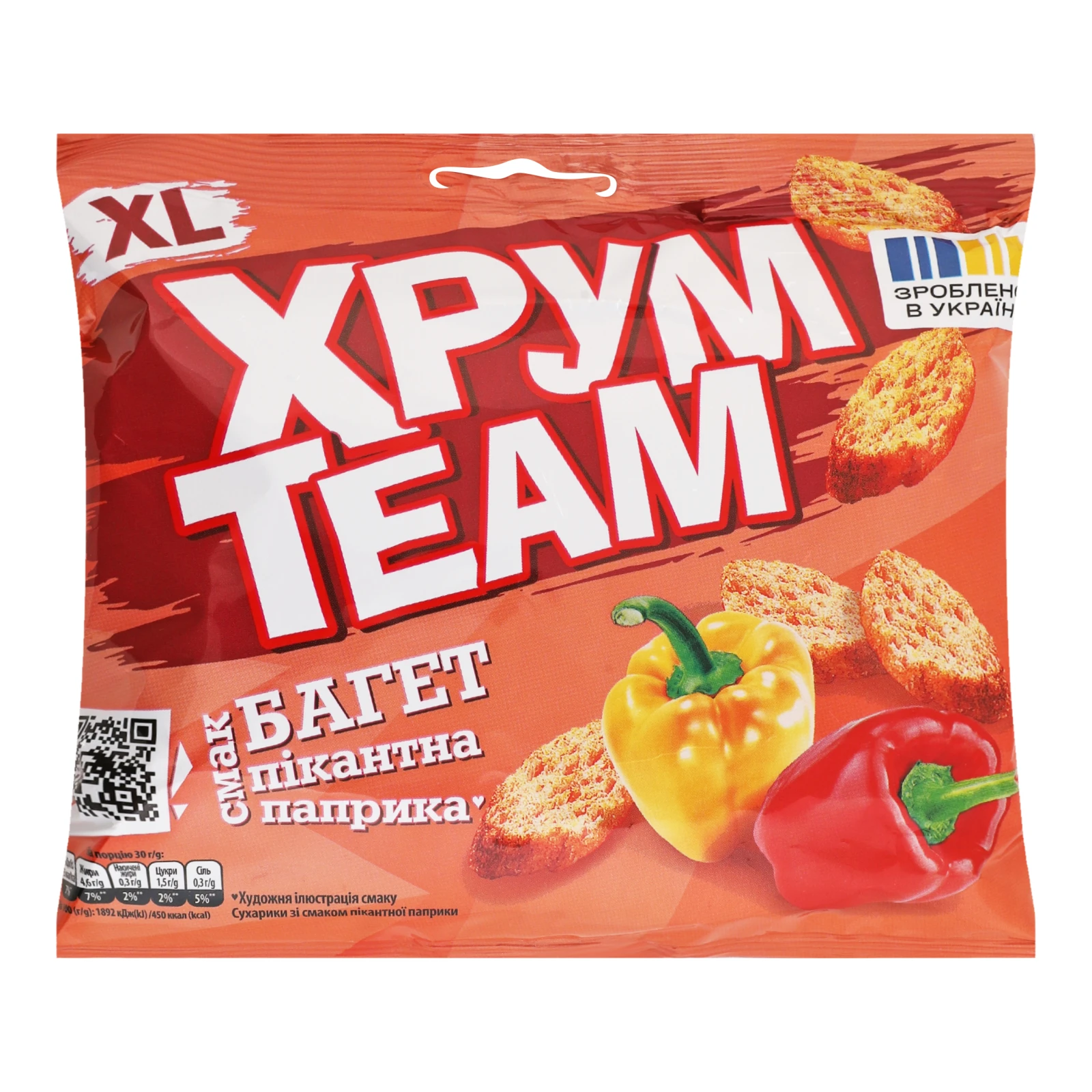 Сухарики ХрумTeam Багет зі смаком Пікантна паприка 90г
