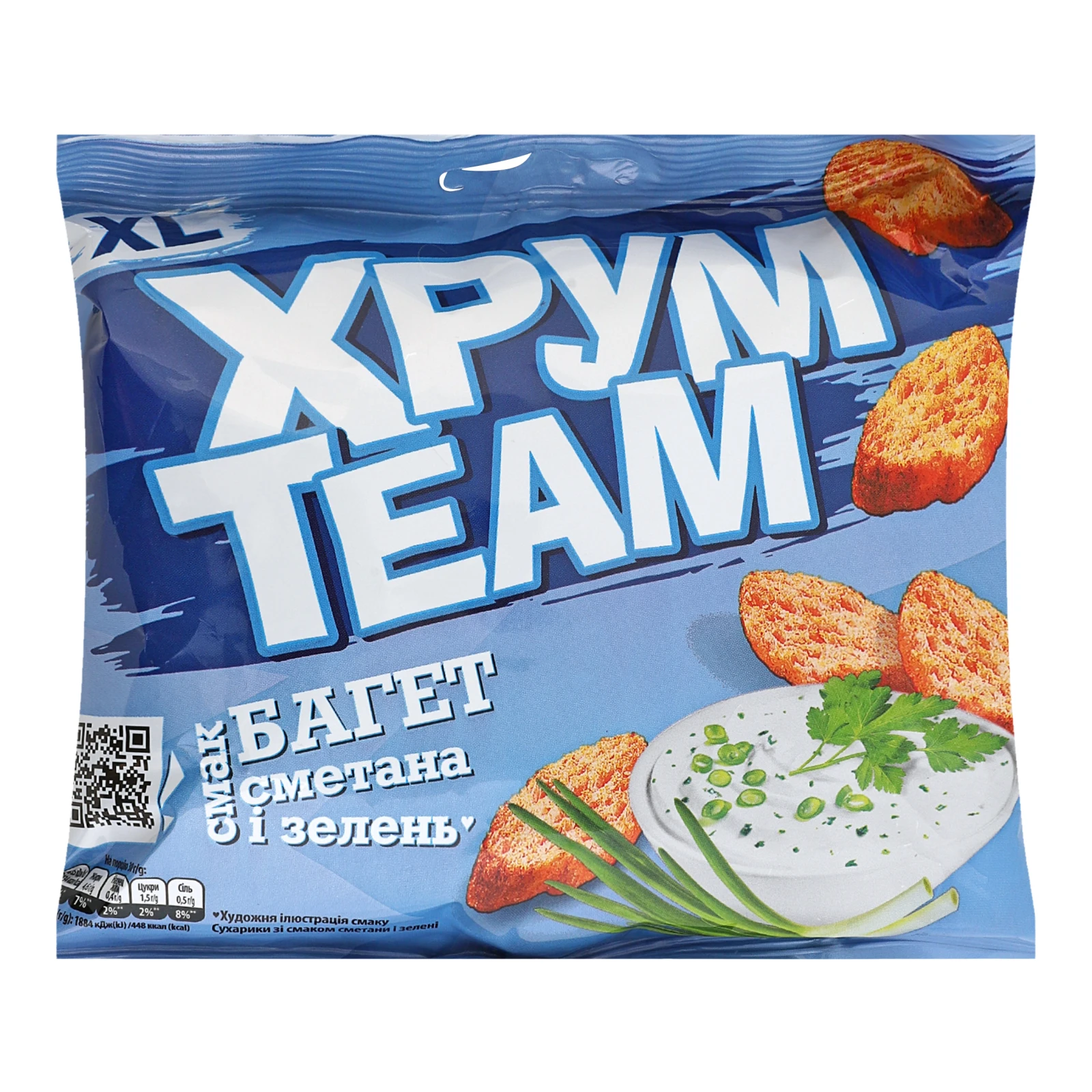 Сухарики ХрумTeam Багет зі смаком Сметана і зелень 90г