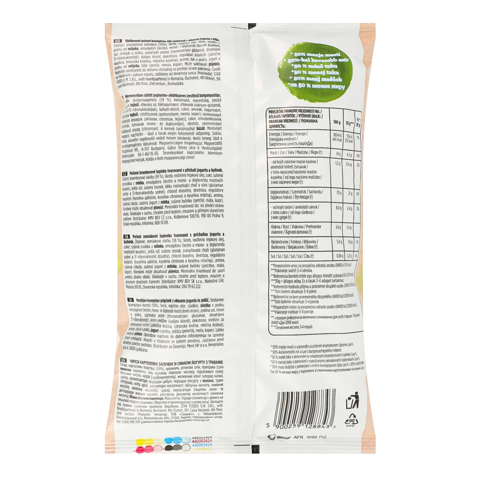 Чипси Lay's Oven Baked картопляні запечені зі смаком Йогурту з травами 110г Фото №:2