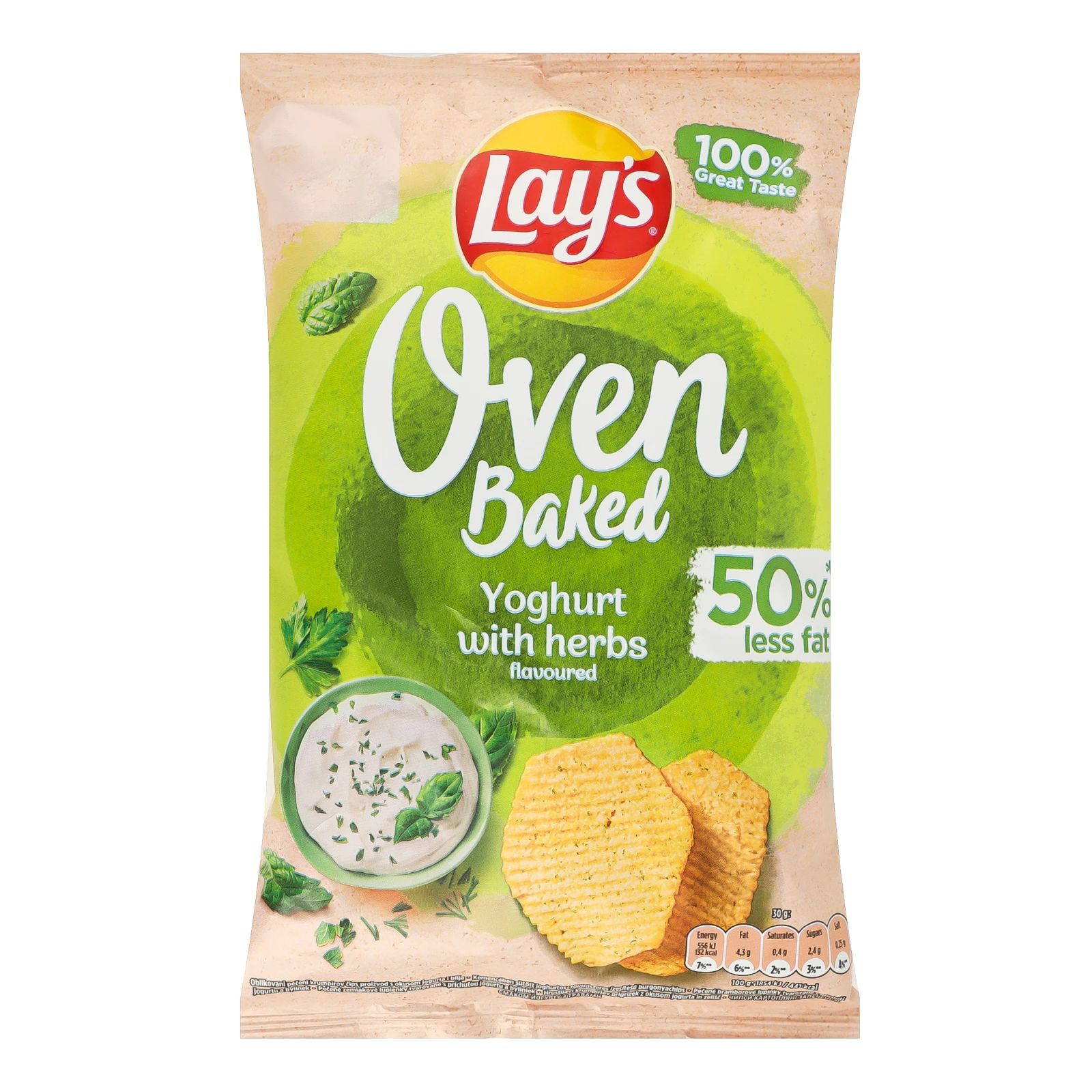 Чипси Lay's Oven Baked картопляні запечені зі смаком йогурту з травами 110г Фото навігації №:1