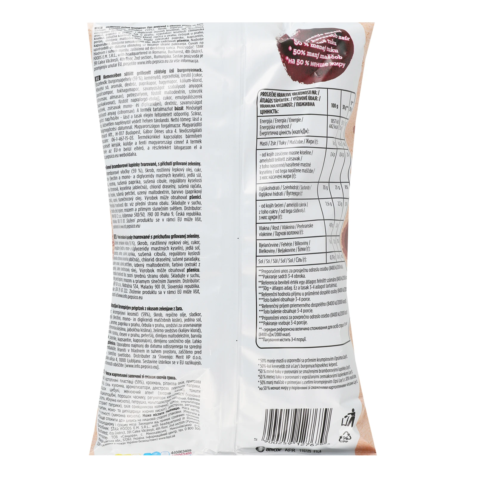 Чипси Lay's Oven Baked картопляні запечені зі смаком Овочів гриль 110г Фото №:2