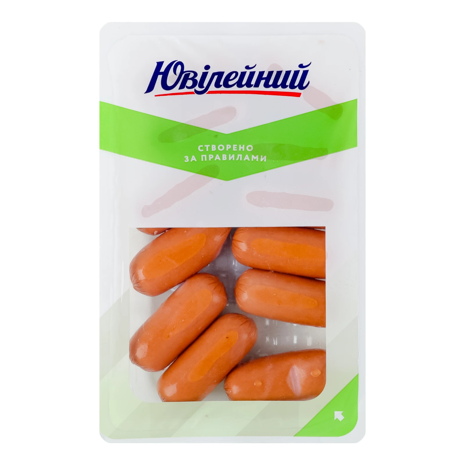 Сосиски Ювілейний Міні з гірчицею варені вищий сорт 250г Фото №:1