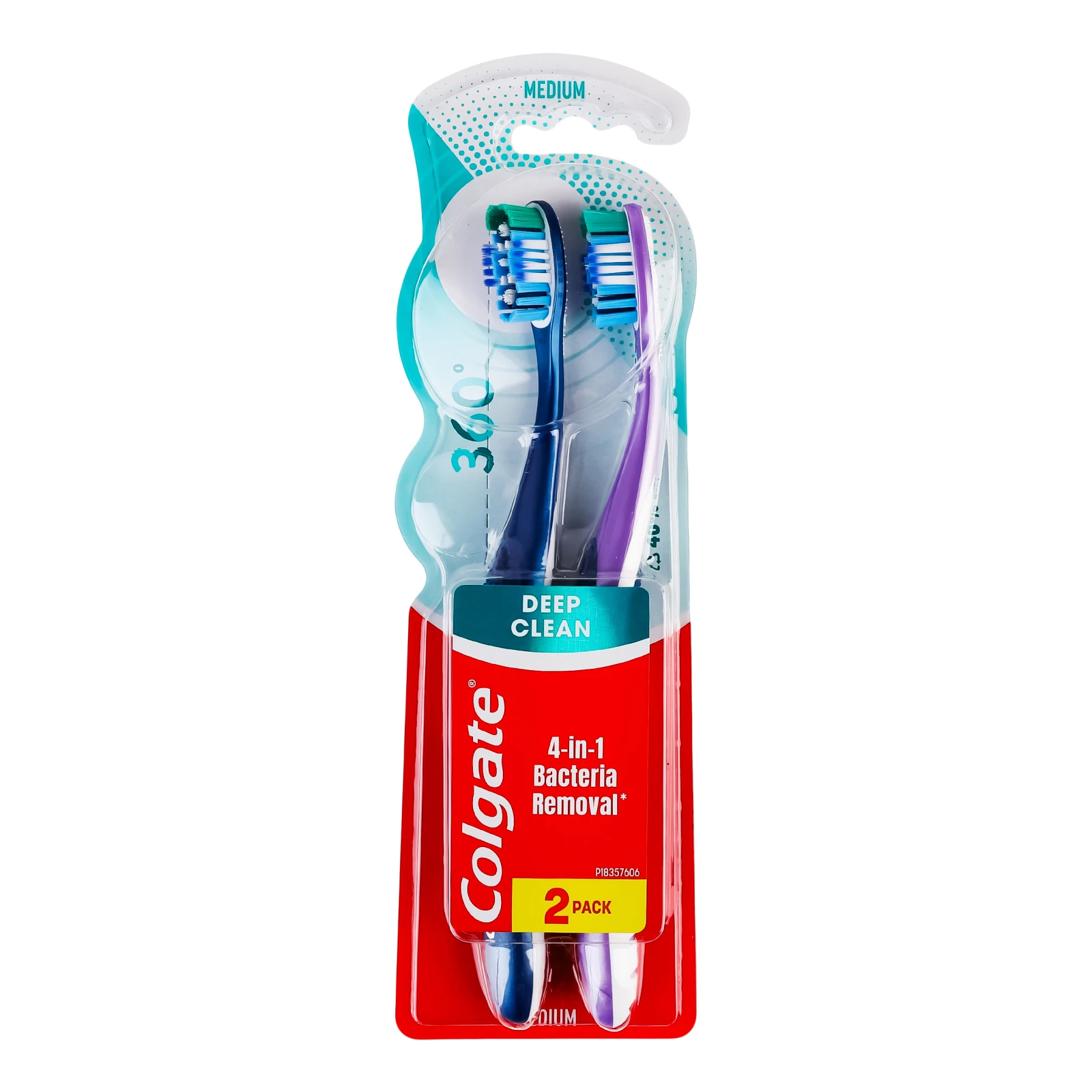 Щітка зубна Colgate 360 Deep Clean medium 2шт Фото навігації №:1