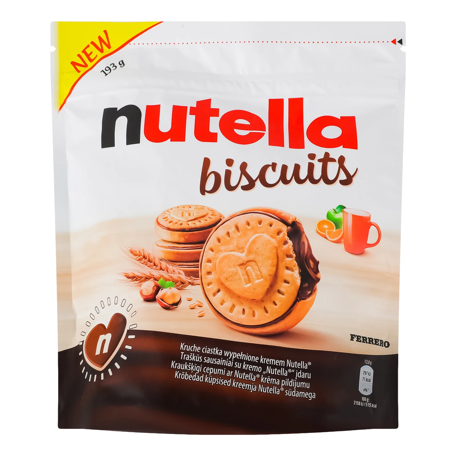 Печиво Nutella Biscuits з начинкою із горіхової пасти та какао 193г Фото №:1