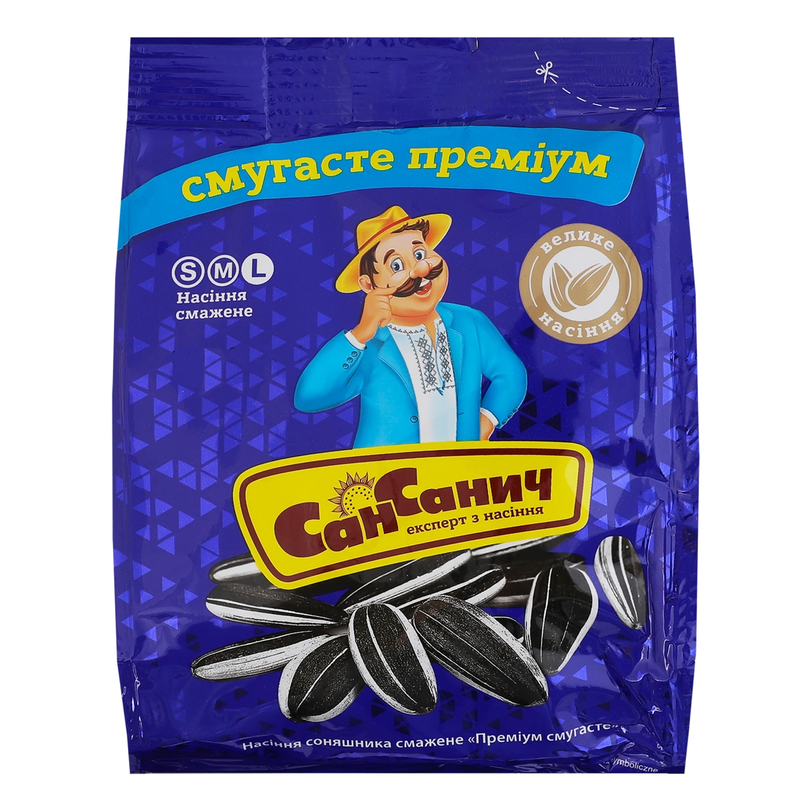 Насіння соняшника Сан Санич Преміум смугасте смажене 95г Фото №:1
