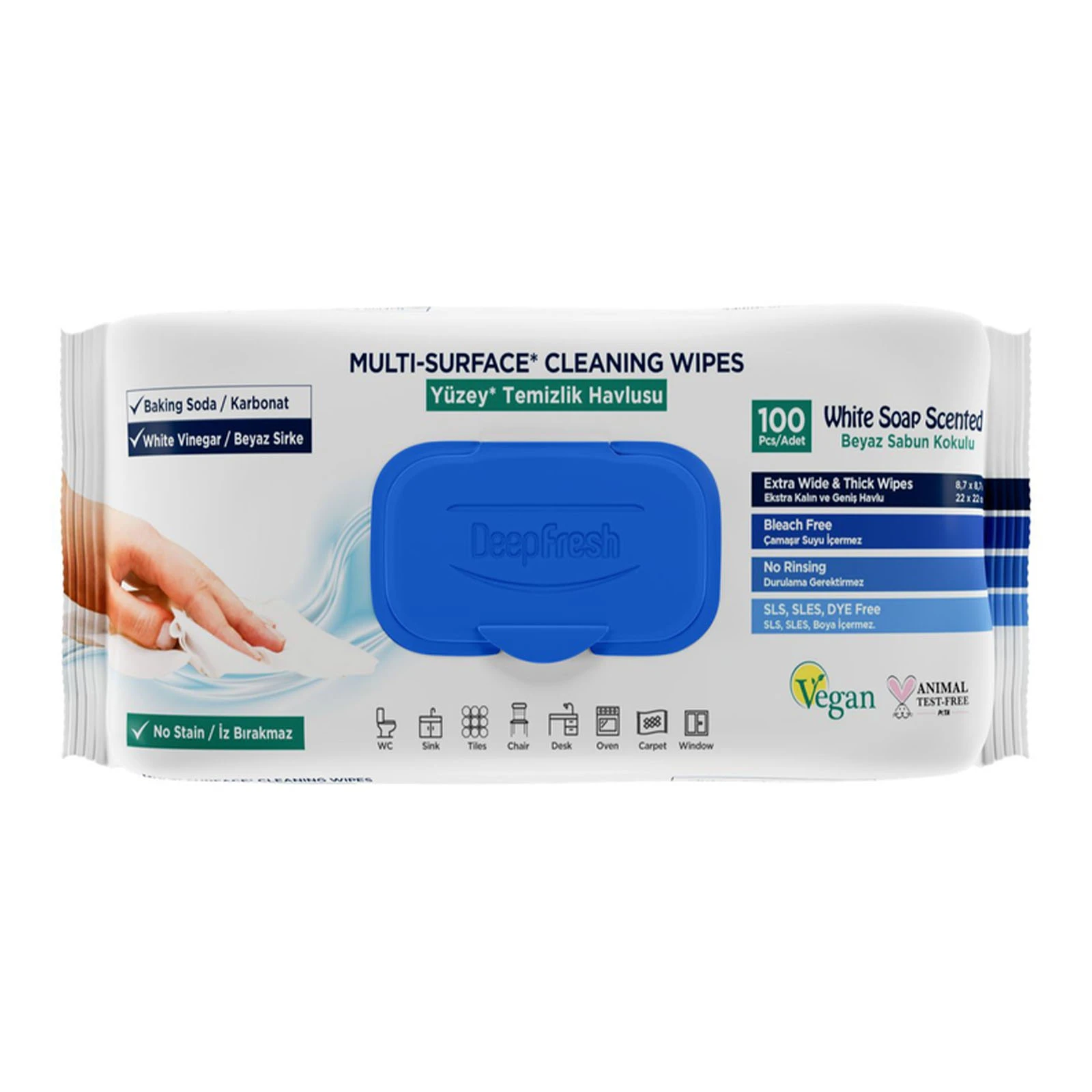 Серветки вологі Deep Fresh Soap для очищення поверхонь 100шт Фото №:1