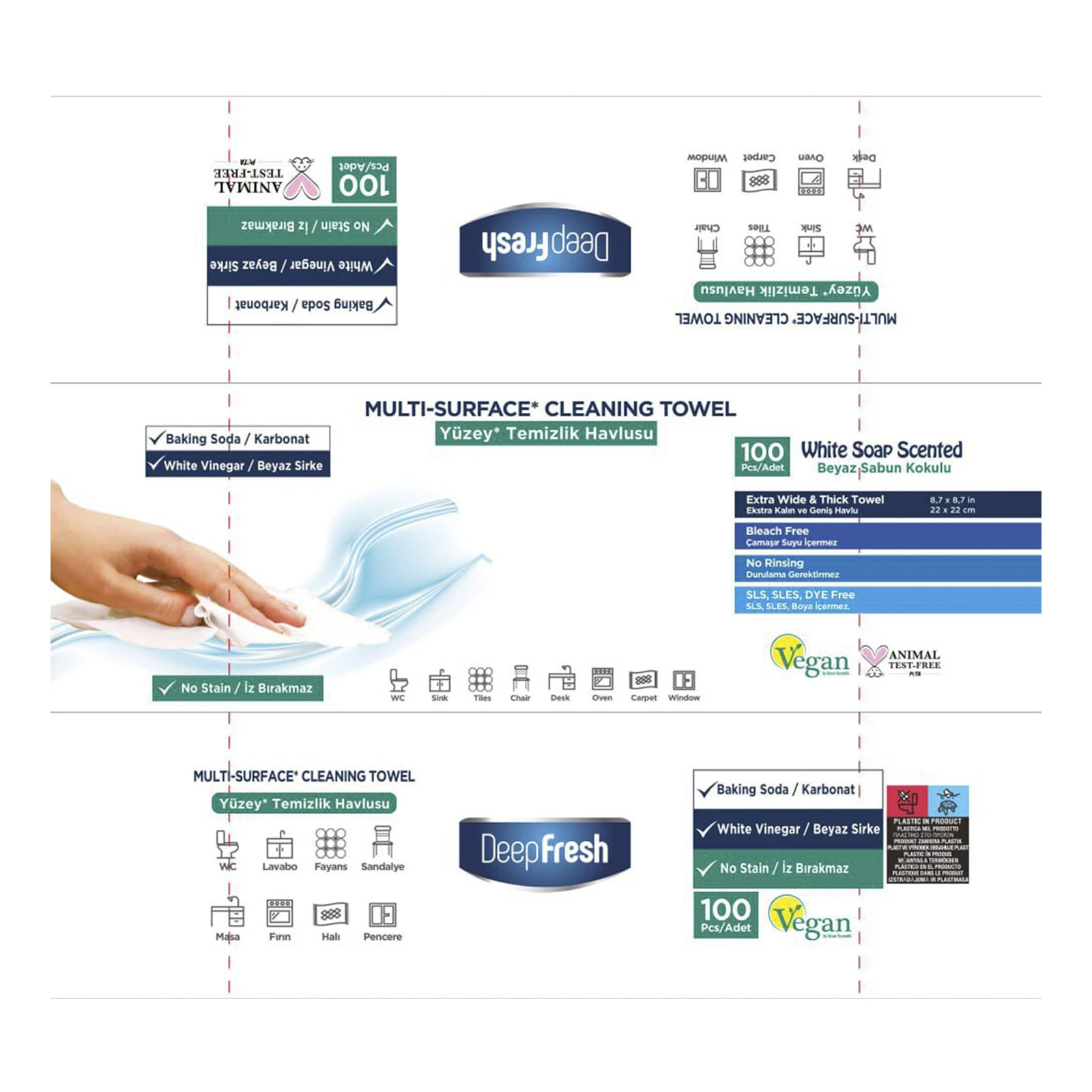 Серветки Deep Fresh 100шт вологі для очищення поверхонь Soap Новинка Фото №:3