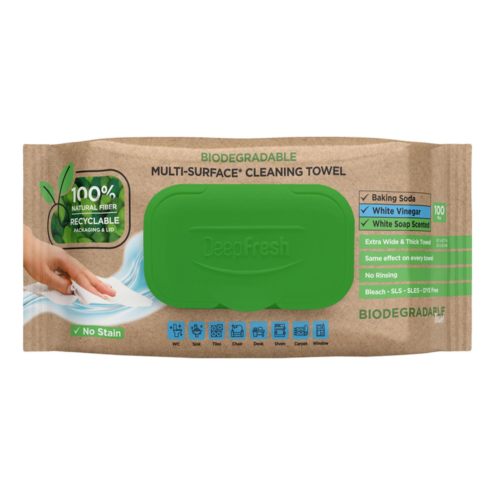 Серветки вологі Deep Fresh для очищення поверхонь біорозкладні 100шт Фото №:1