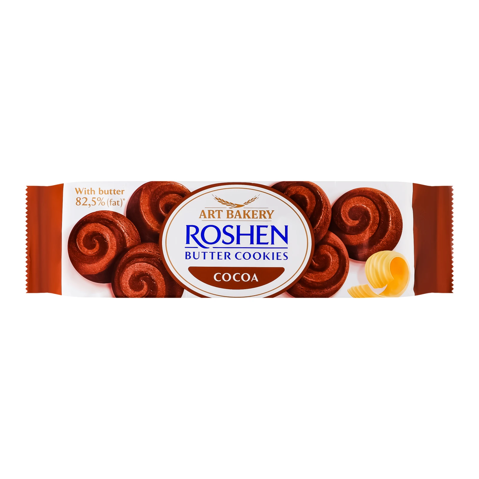 Печиво Roshen Butter cookies здобне з маслом та какао 140г Фото навігації №:1
