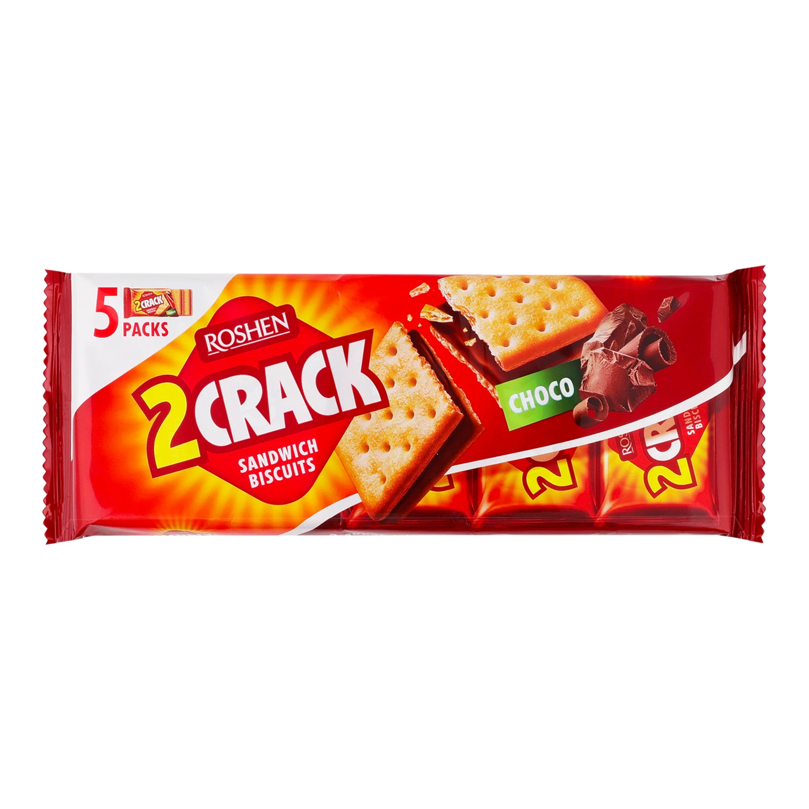 Печиво Roshen затяжне 2 Crack з шоколадною начинкою 190г