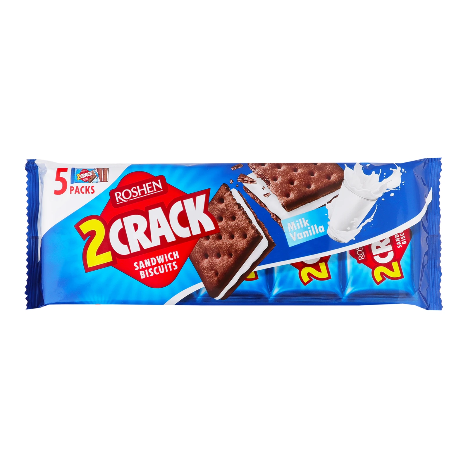 Печиво Roshen затяжне 2 Crack з молочно-ванільною начинкою 190г