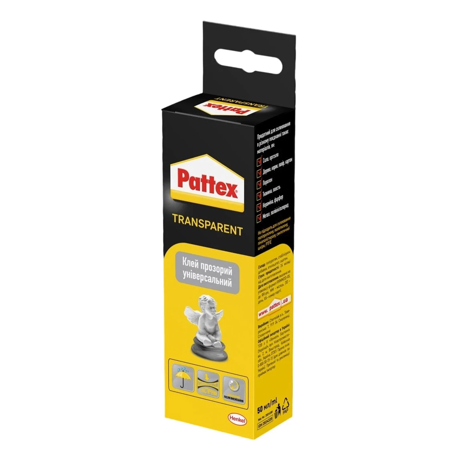 Клей Pattex Transparent 50мл універсальний прозорий Новинка Фото №:1