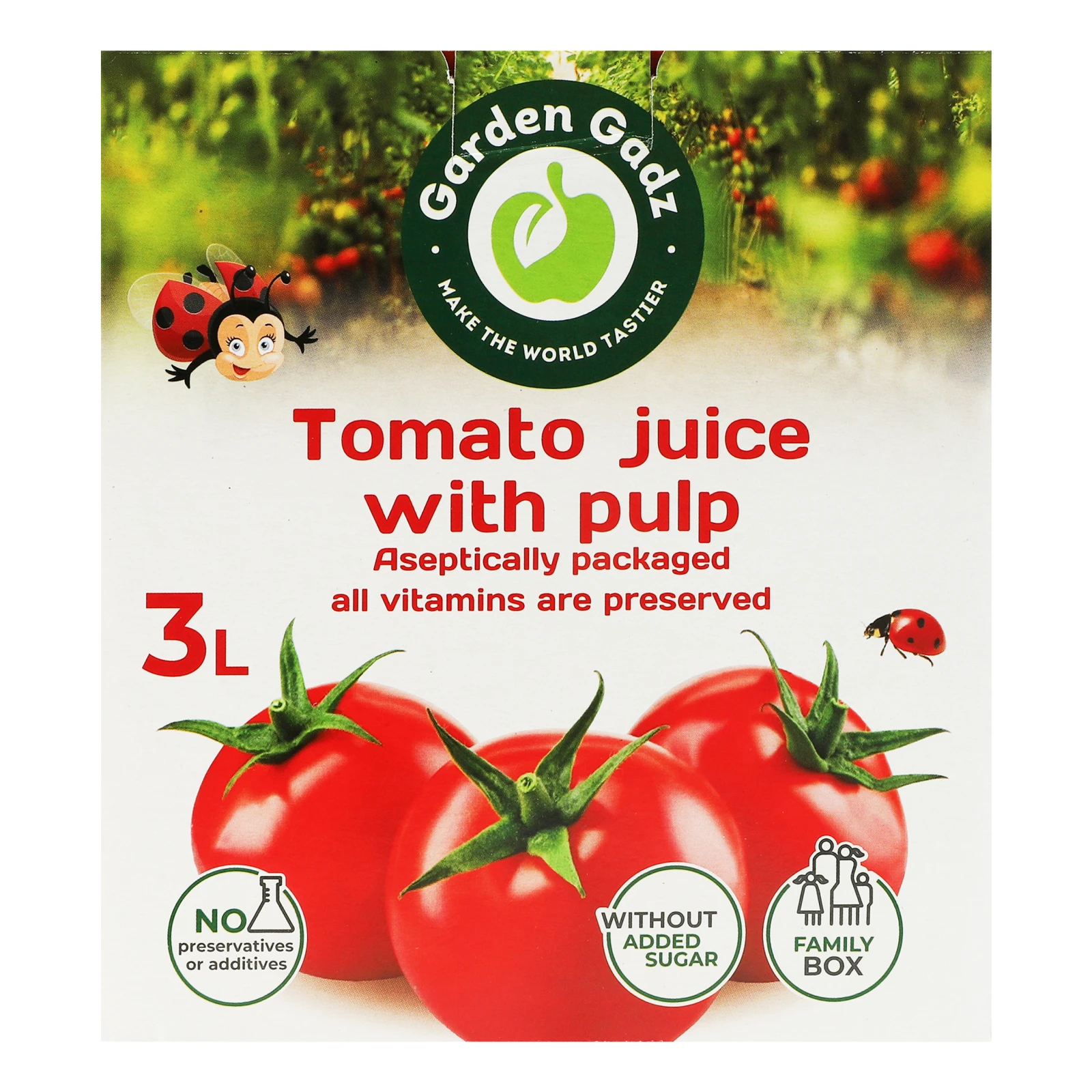 Сік Garden Gadz томатний з м'якоттю стерилізований 3л Фото №:2