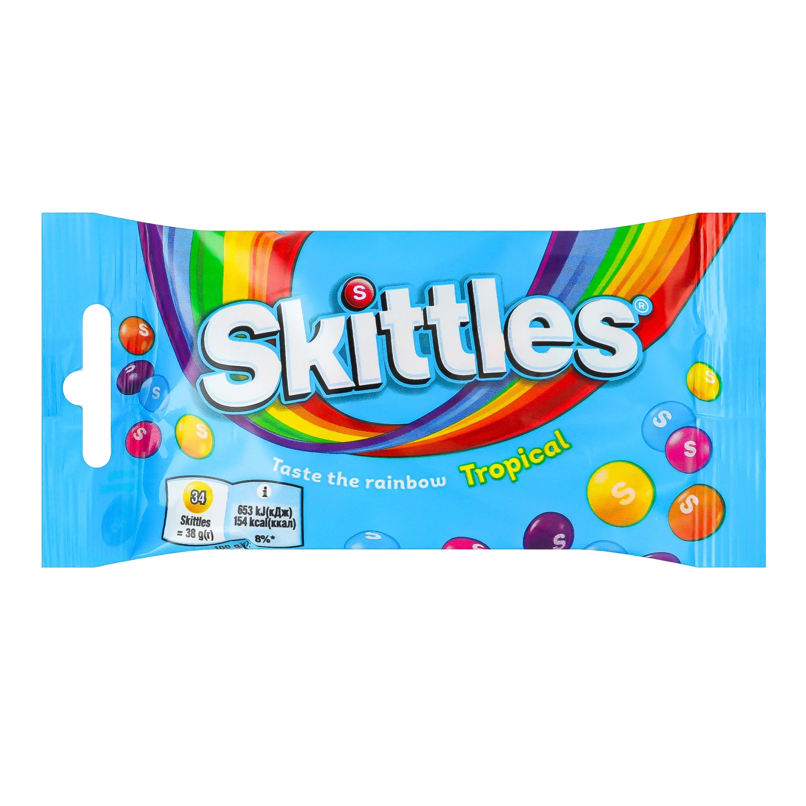 Драже Skittles жувальні у різнокольоровій цукровій оболонці Тропічний 38г Фото навігації №:1