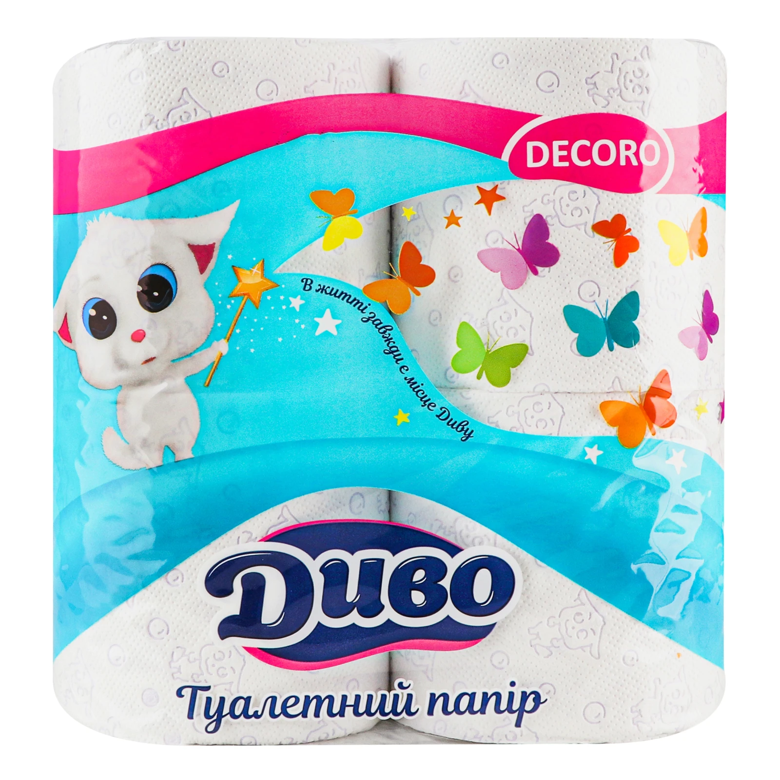Туалетний папір Диво 4шт Decoro 2 шари Новинка Фото навігації №:1