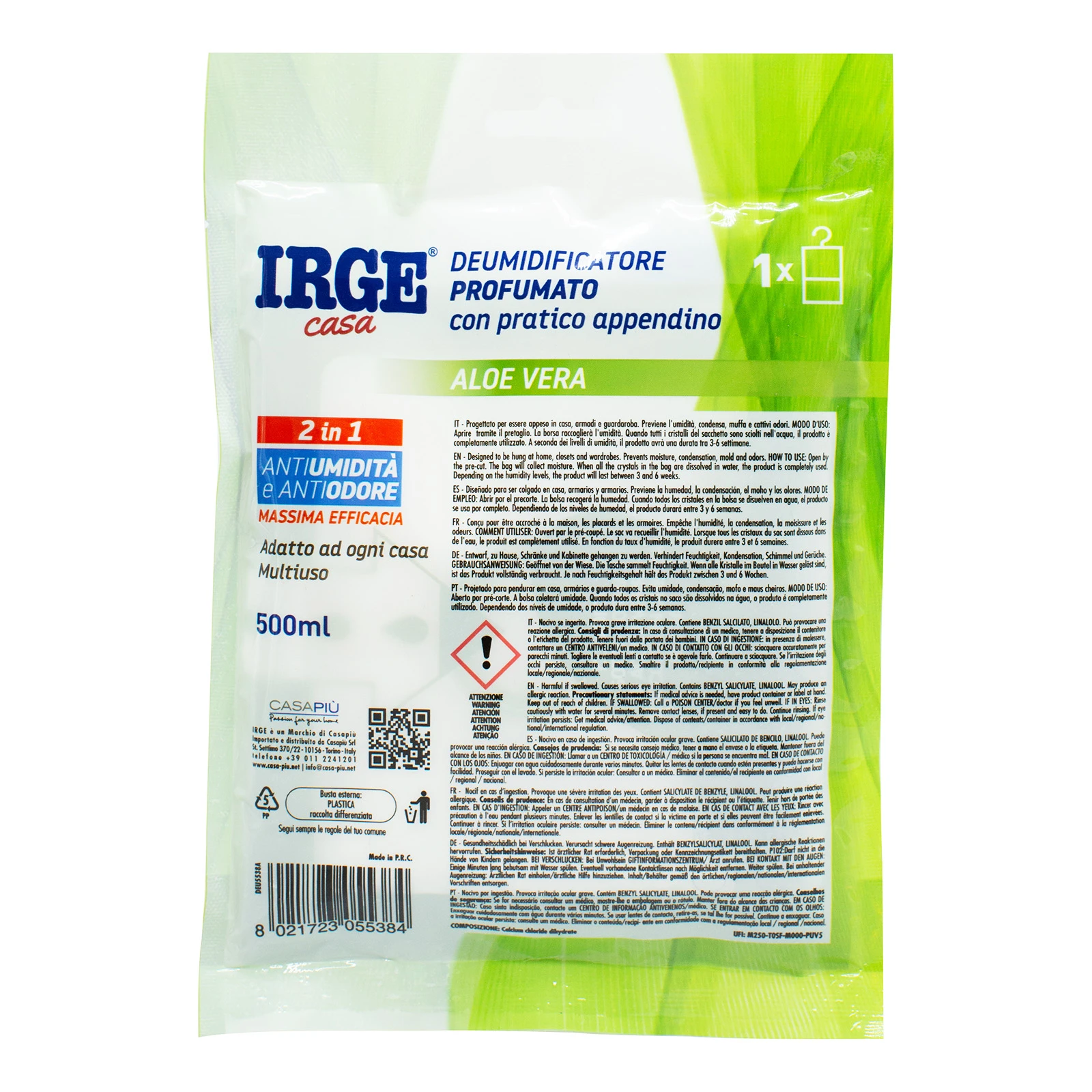 Поглинач запаху і вологи Irge 500мл з підвіскою Алое вера Фото №:2