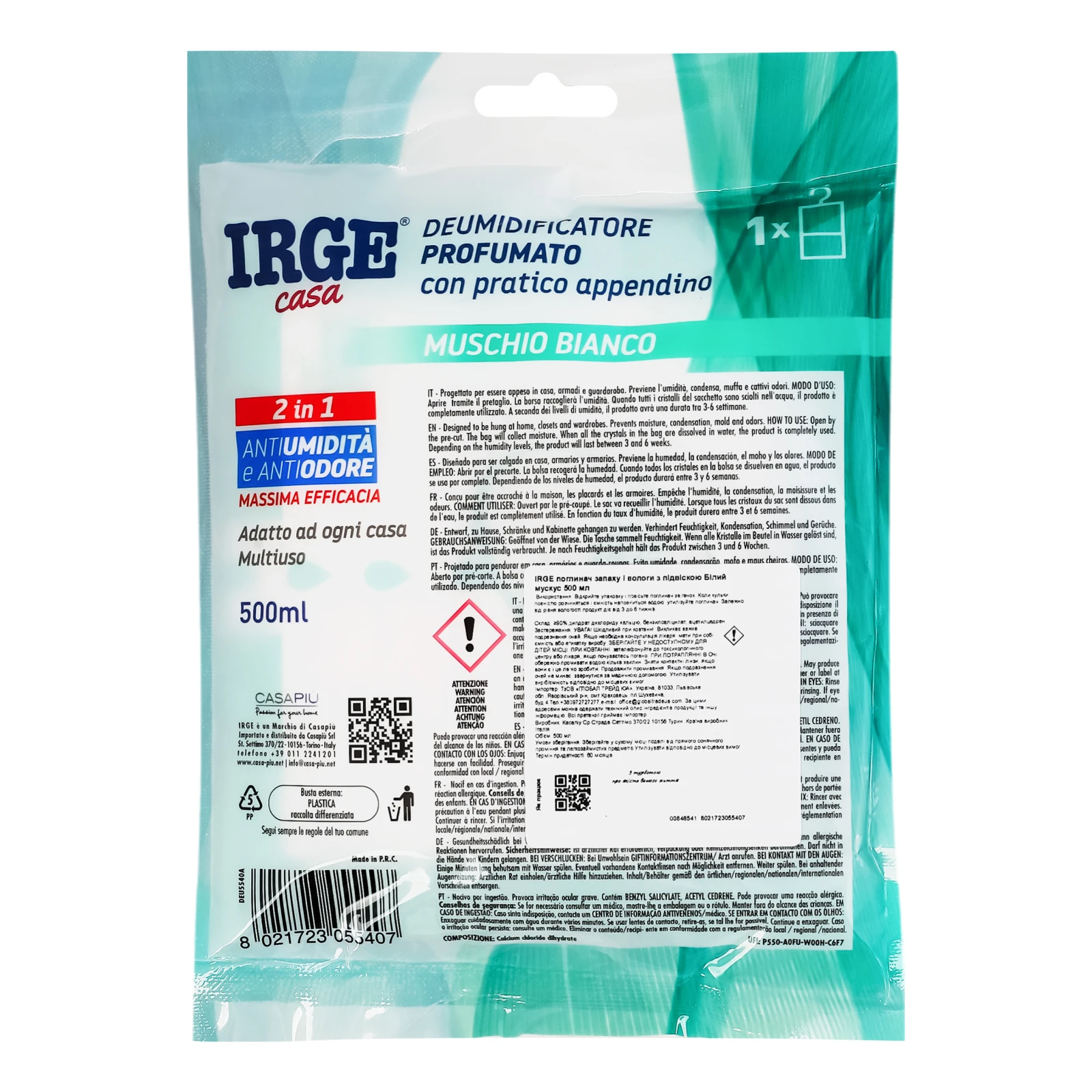 Поглинач запаху і вологи Irge з підвіскою Білий мускус 500мл Фото №:2