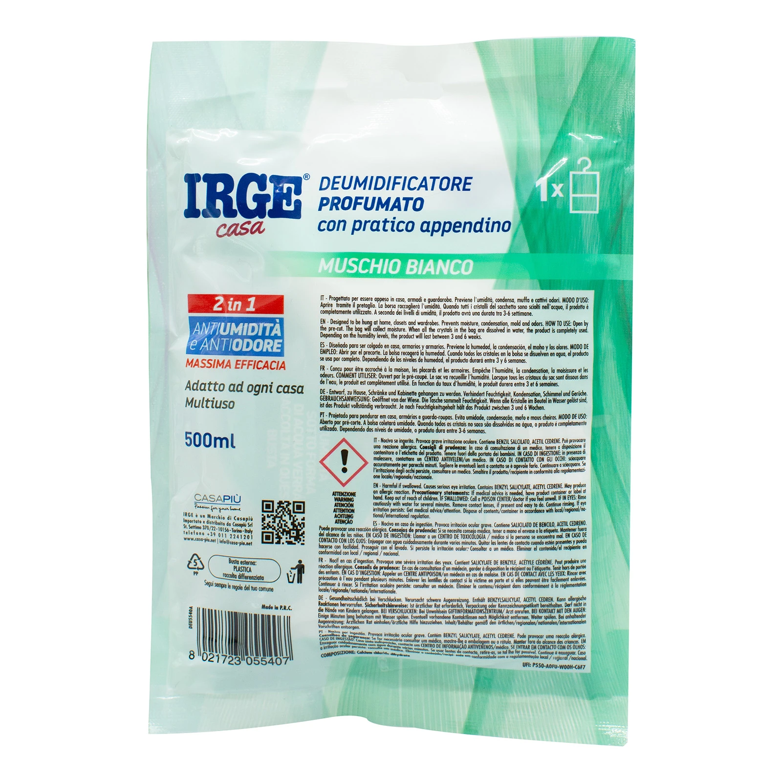 Поглинач запаху і вологи Irge 500мл з підвіскою Білий мускус Фото №:2