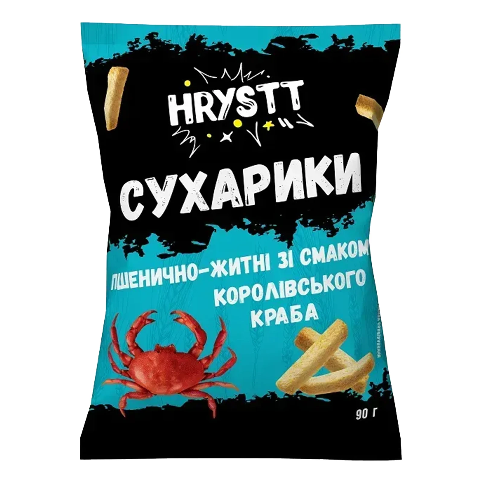 Сухарики Hrystt 90г пшенично-житні зі смаком королівського краба Новинка Фото навігації №:1