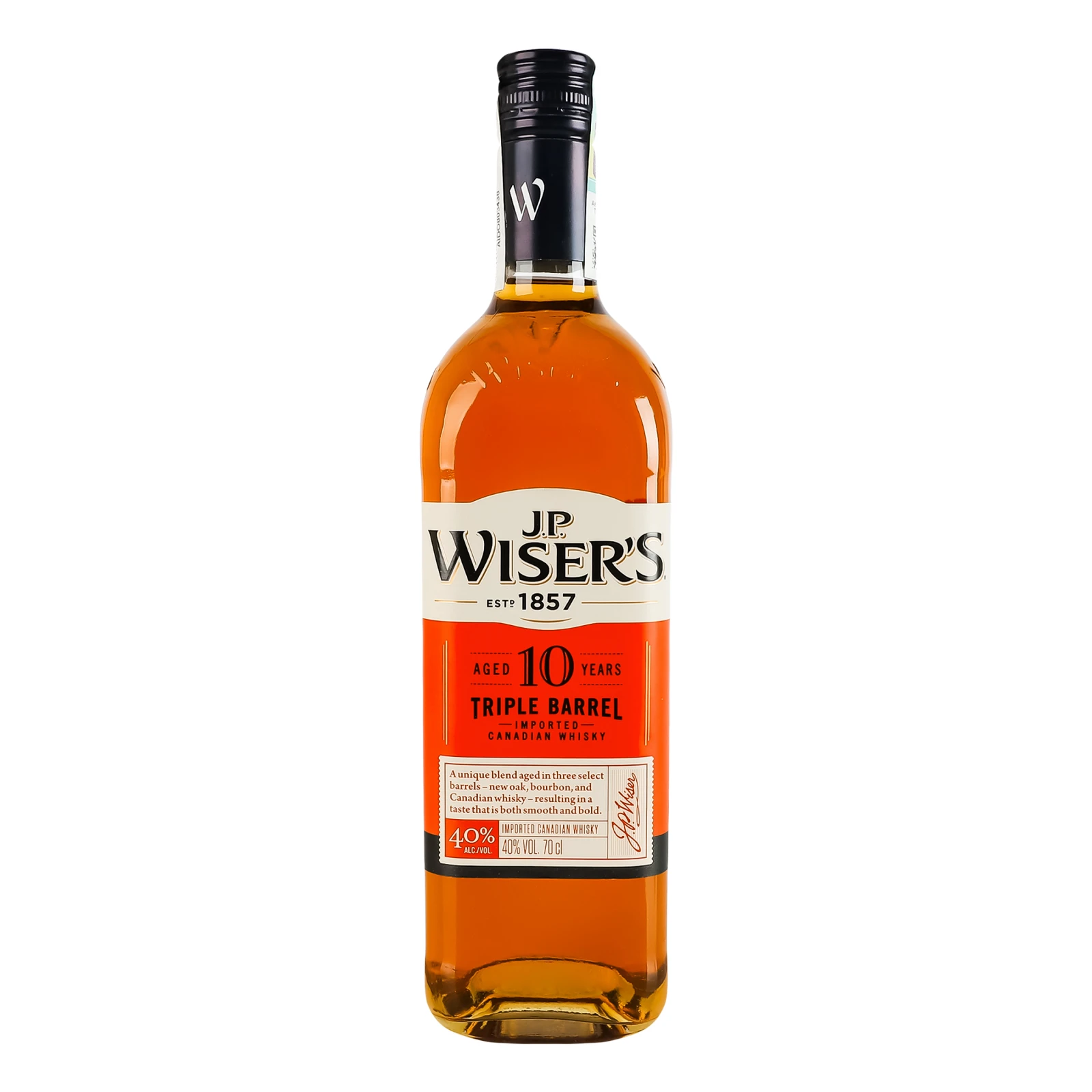 Віскі J.P. Wiser's Triple Barrel 10YO зерновий 40% 0.7л Фото №:1