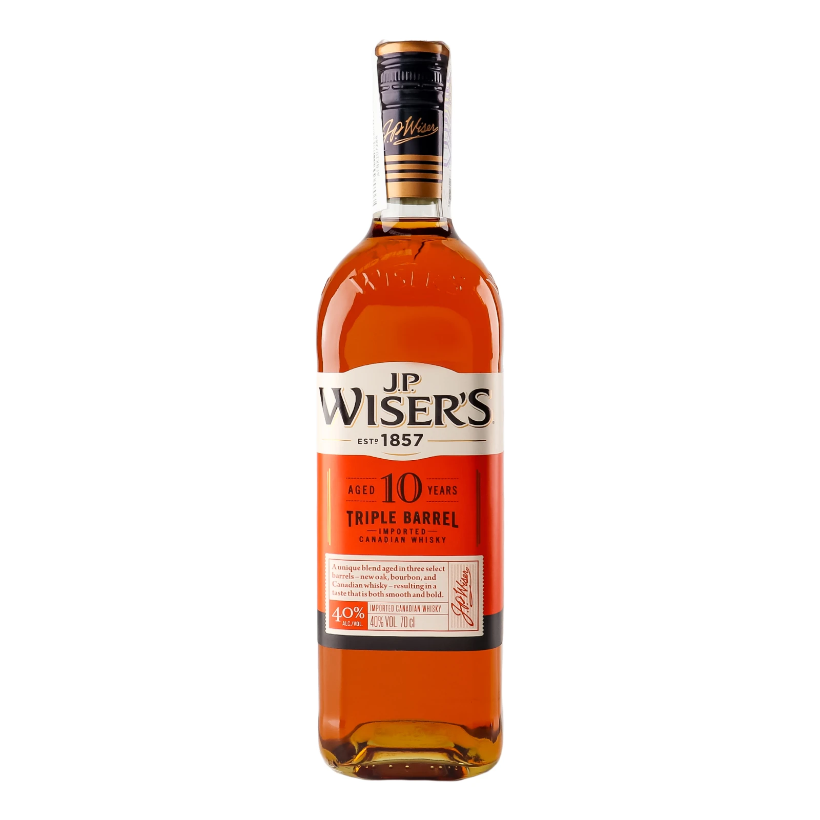 Віскі J.P. Wiser`s 0,7л 40% Aged 10 Years Triple Barrel Новинка Фото №:1