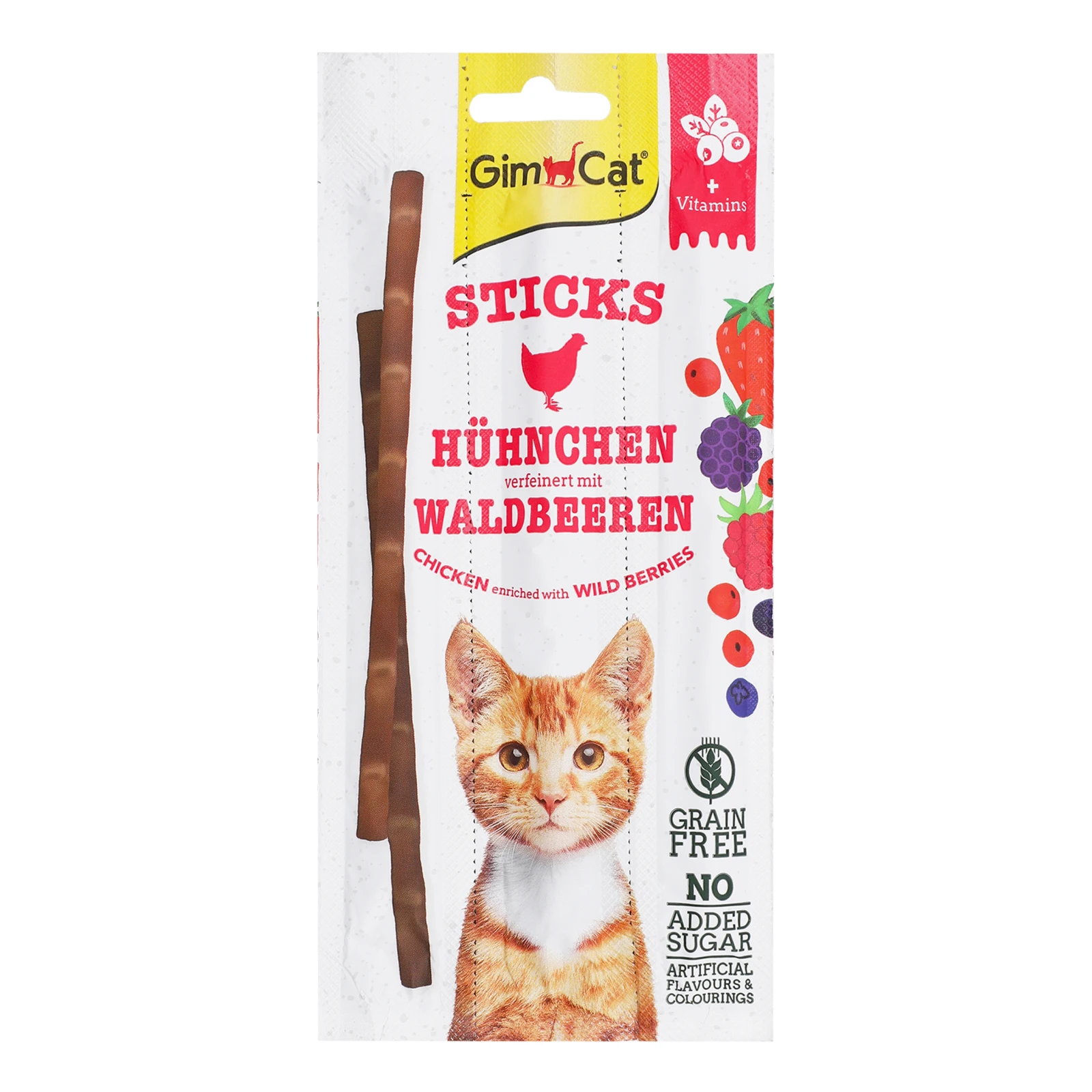 Ласощі для котів GimCat палички з куркою та лісовими ягодами 3*5г Фото №:1