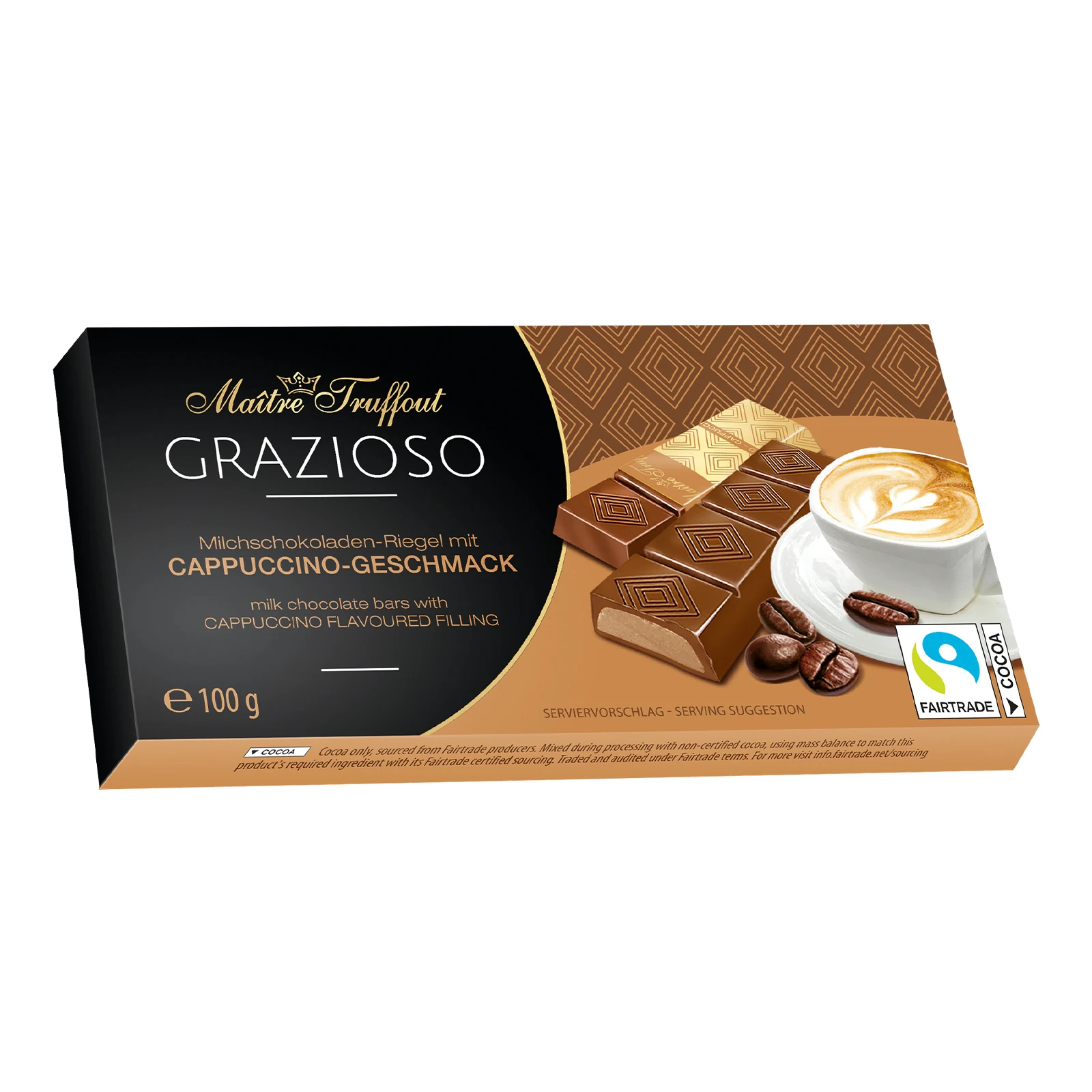 Шоколад Maitre Truffout Grazioso молочний з начинкою Капучино 100г