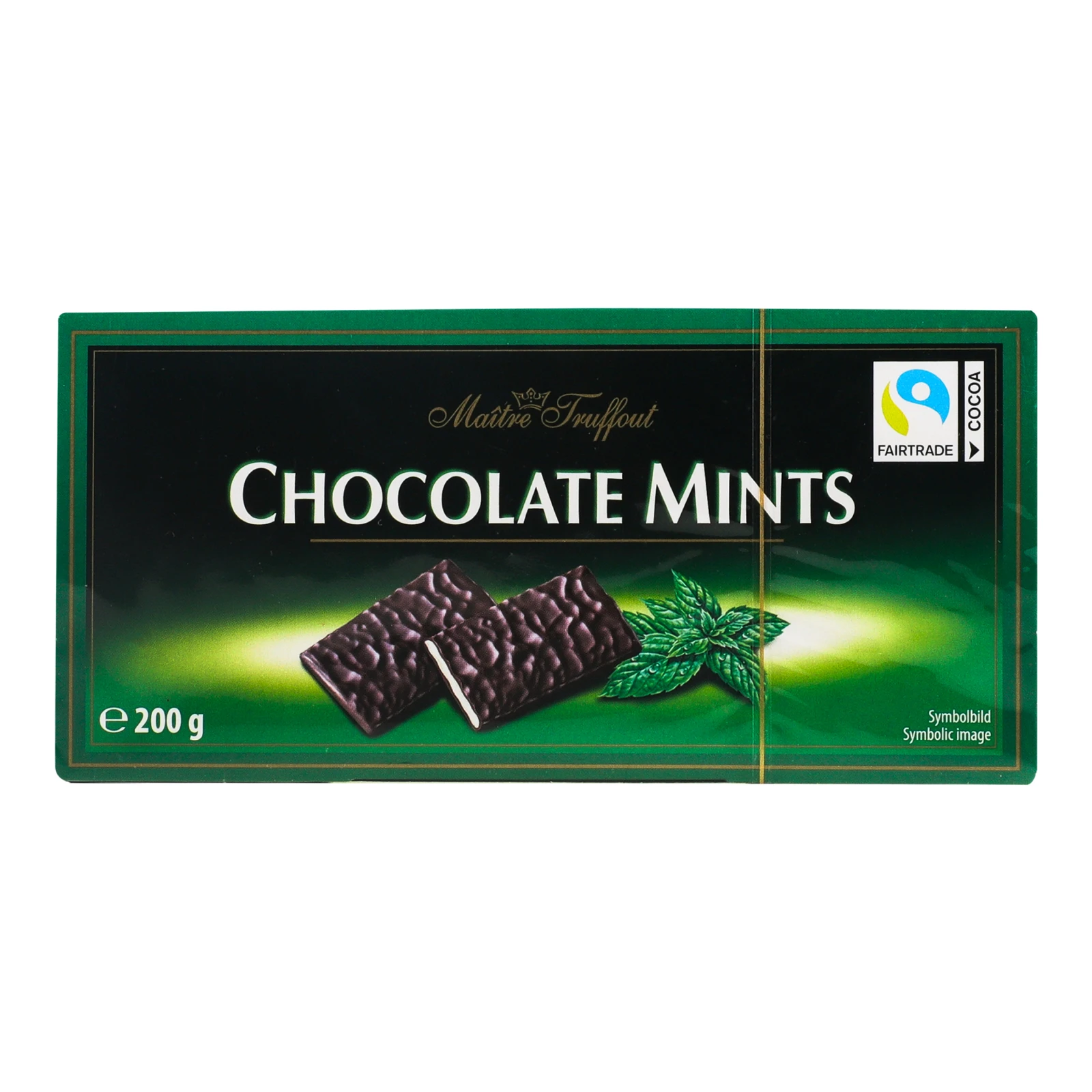 Шоколад Maitre Truffout чорний з начинкою М`ята 200г Фото №:1