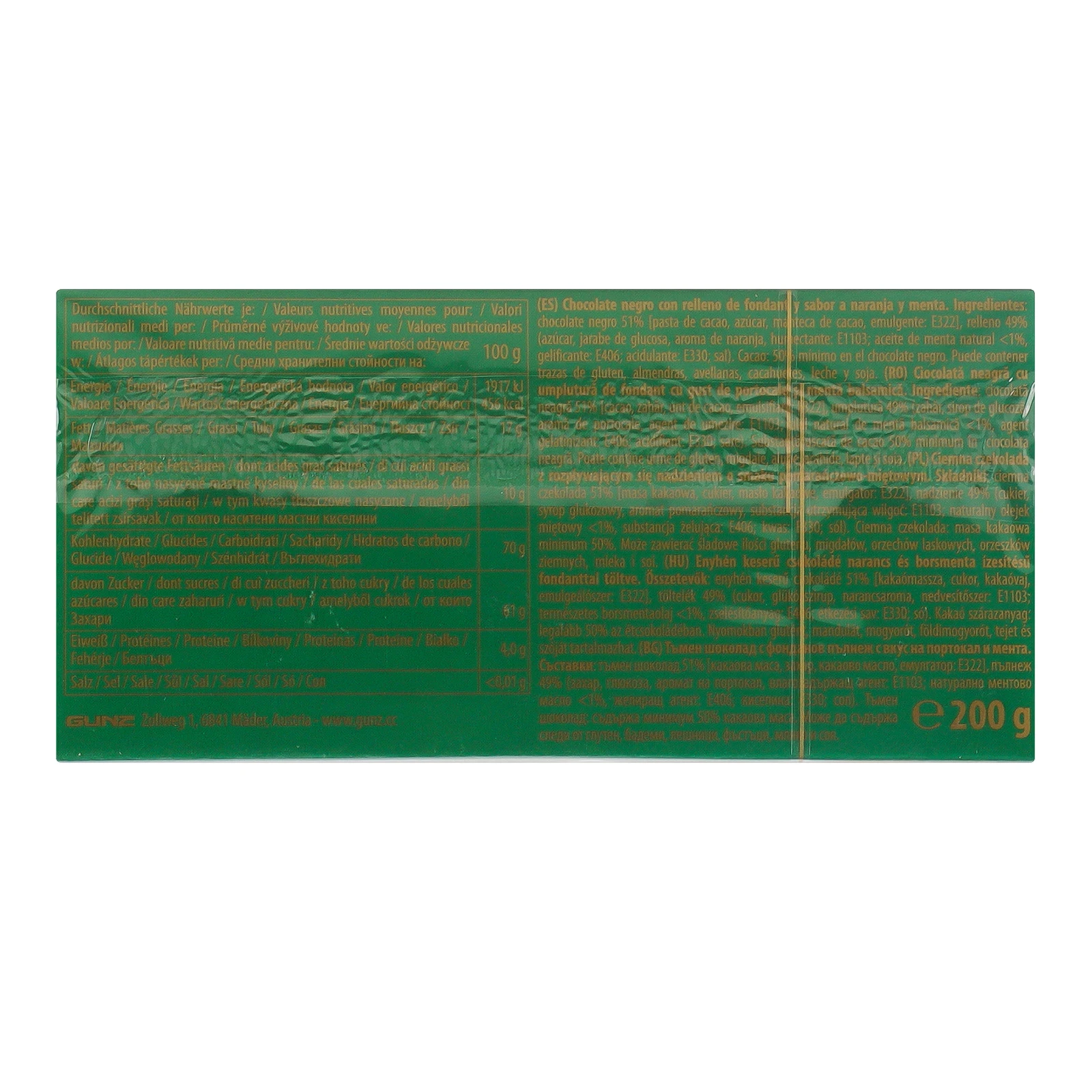 Шоколад Maitre Truffout чорний з начинкою Апельсин і м`ята 200г Фото №:2