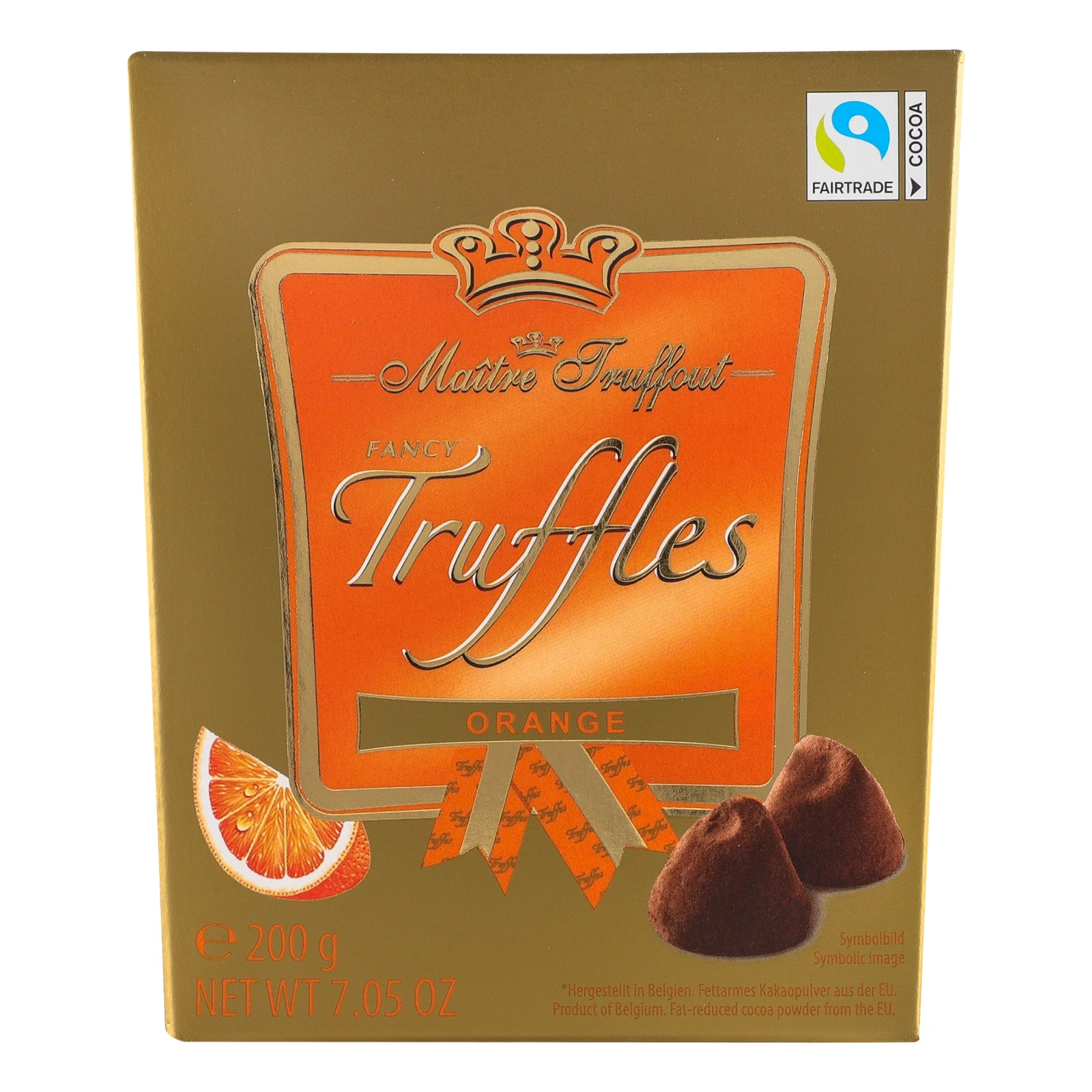 Цукерки Maitre Truffout трюфелі з апельсином 200г Фото №:1