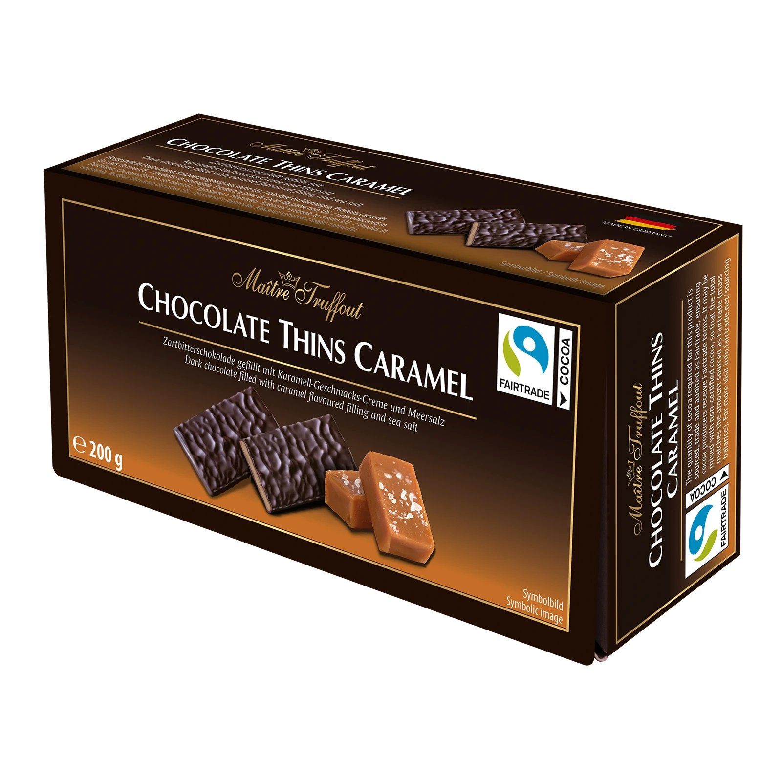 Шоколад Maitre Truffout чорний з начинкою Солона карамель 200г Фото №:1