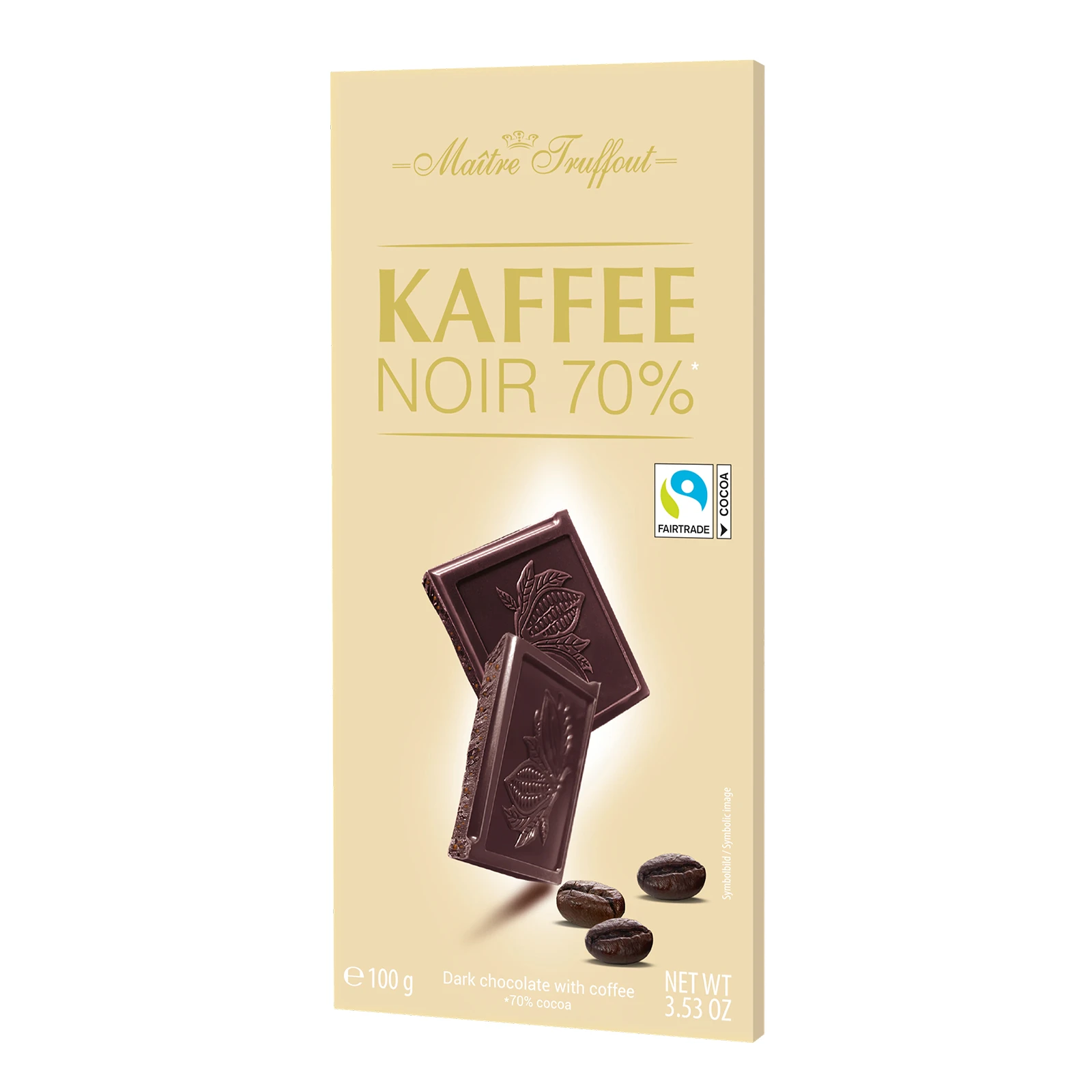 Шоколад Maitre Truffout чорний з кавою 70% 100г