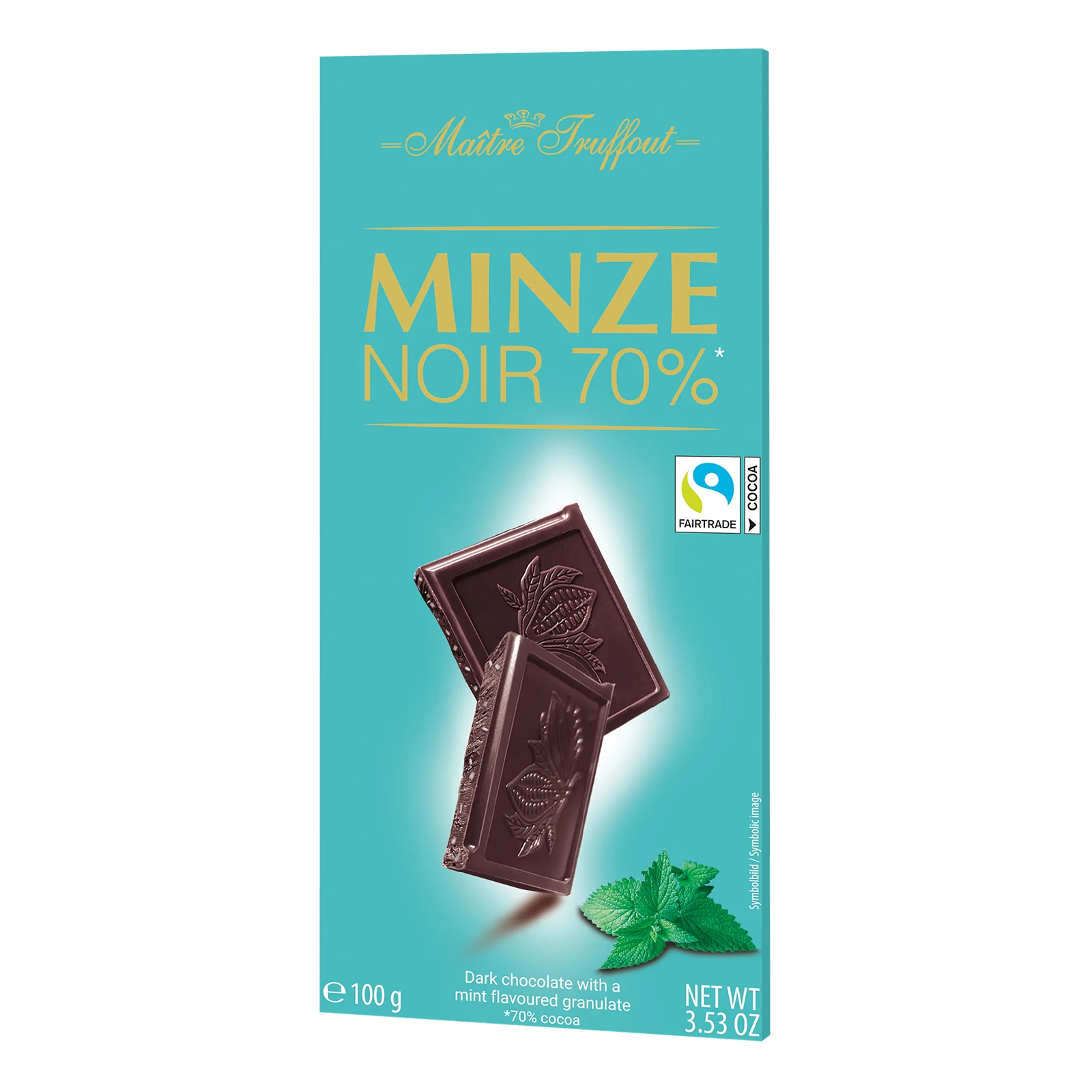 Шоколад Maitre Truffout чорний з м`ятою 70% 100г