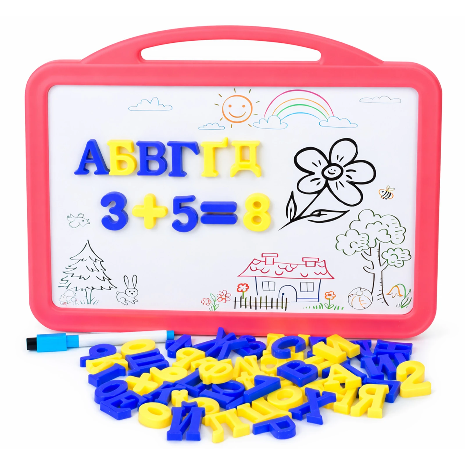 Дошка Limo Toy для малювання двостороння магнітна + Абетка SK 0056 в асортименті 2 кольорі на вибір Фото №:1