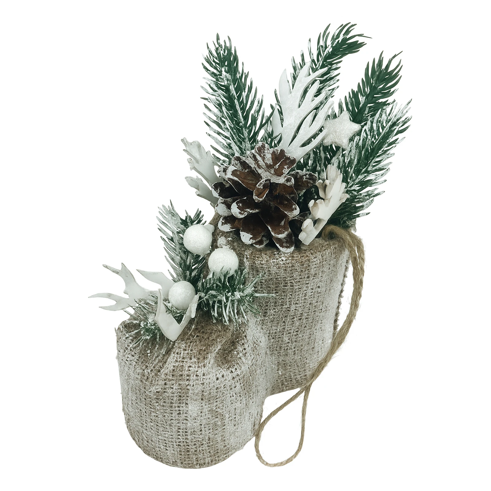 Підвіска Dashuri новорічна декоративна Чобіток з мішковини 1шт Фото №:1